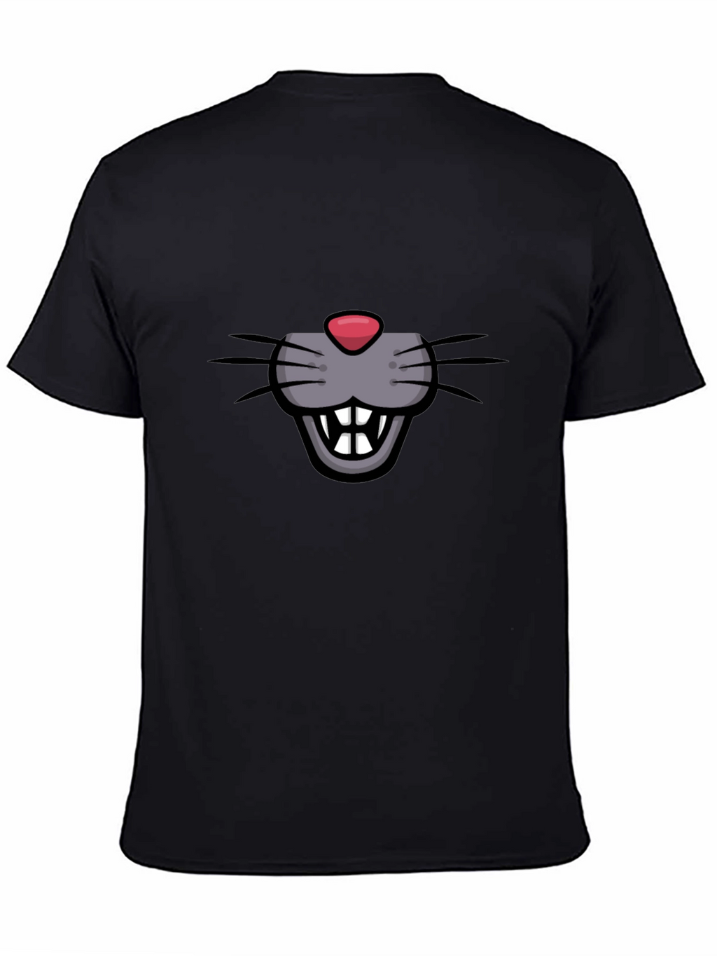 Cartoon Mouse Face Graphic Tee - Black