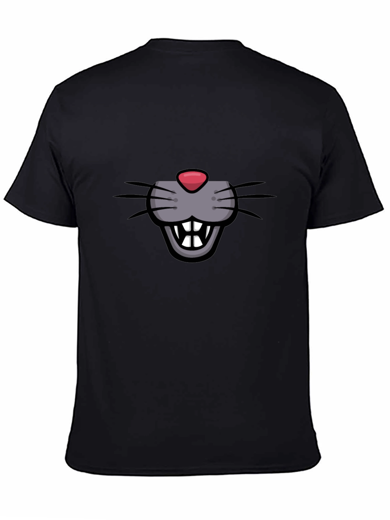 Cartoon Mouse Face Graphic Tee - Black