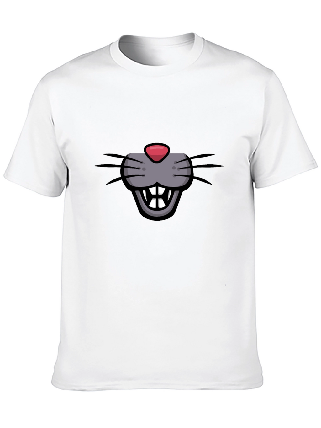 Cartoon Mouse Face Graphic Tee - Black