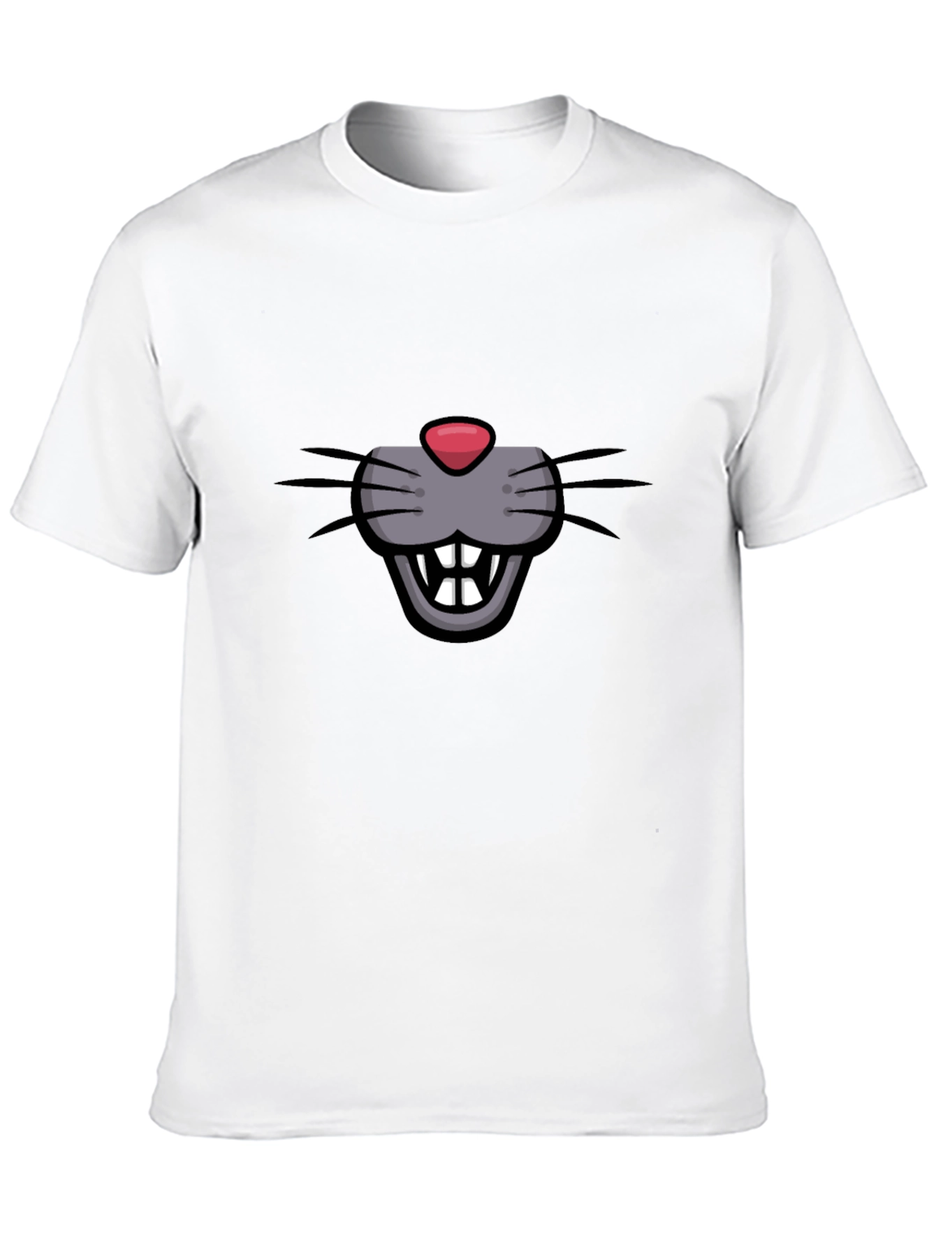 Cartoon Mouse Face Graphic Tee - Black