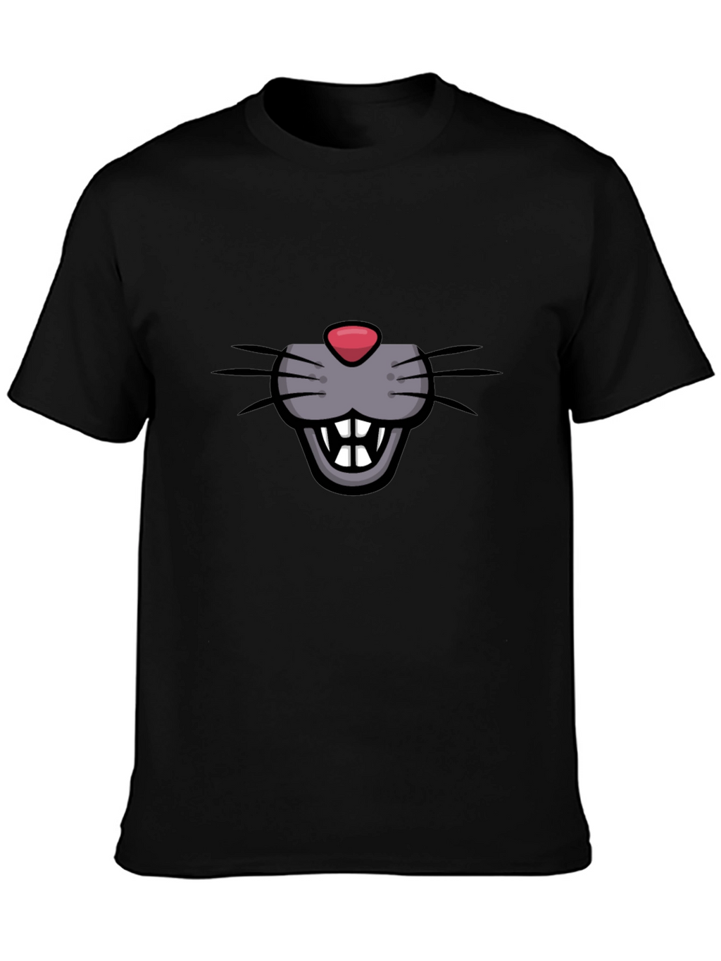 Cartoon Mouse Face Graphic Tee - Black