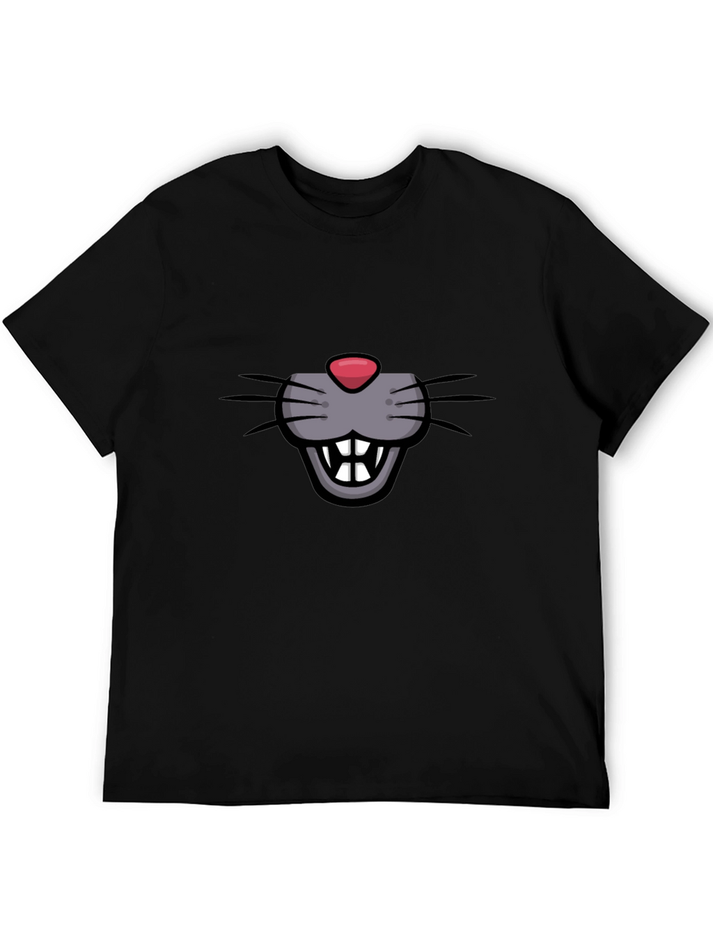 Cartoon Mouse Face Graphic Tee - Black