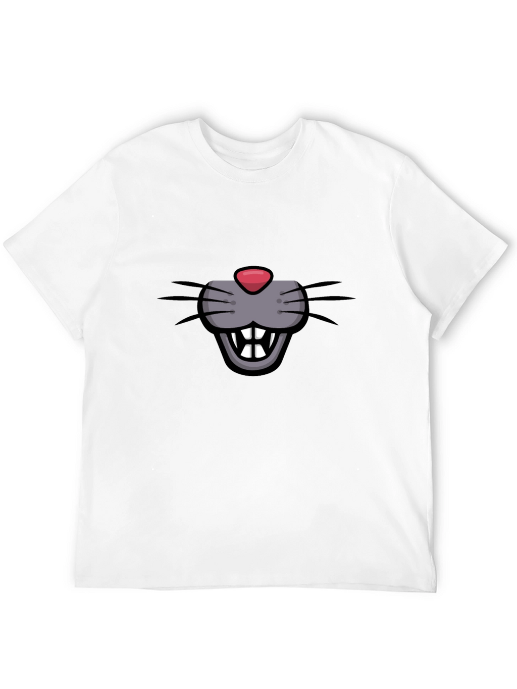 Cartoon Mouse Face Graphic Tee - Black