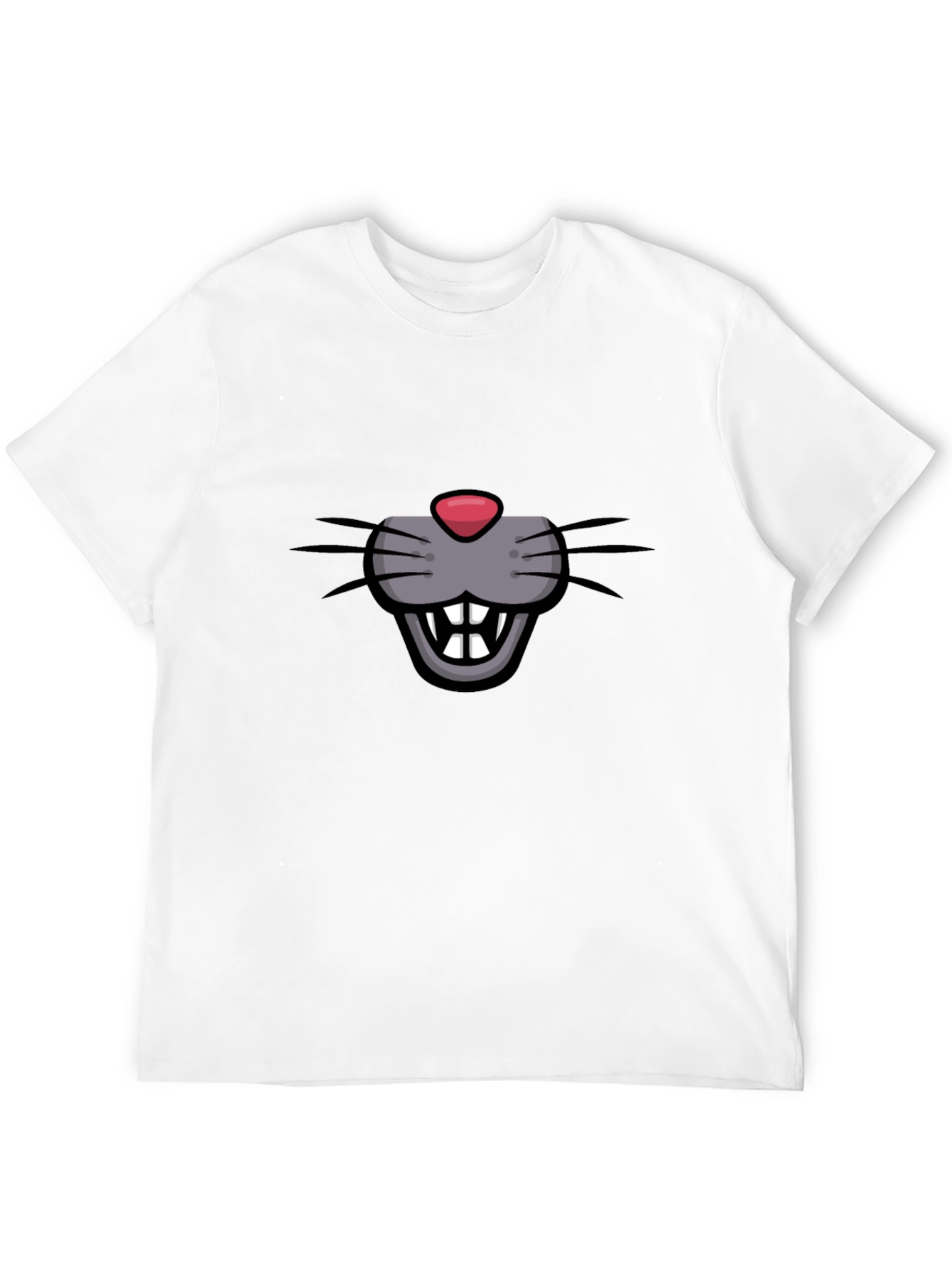 Cartoon Mouse Face Graphic Tee - Black