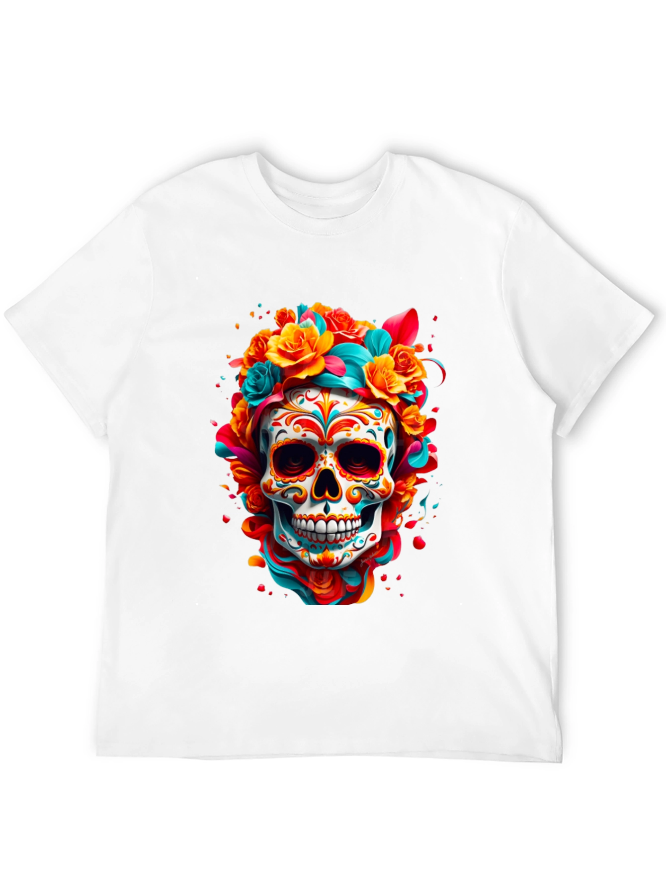 Sugar Skull Floral T-Shirt - Day of the Dead Design