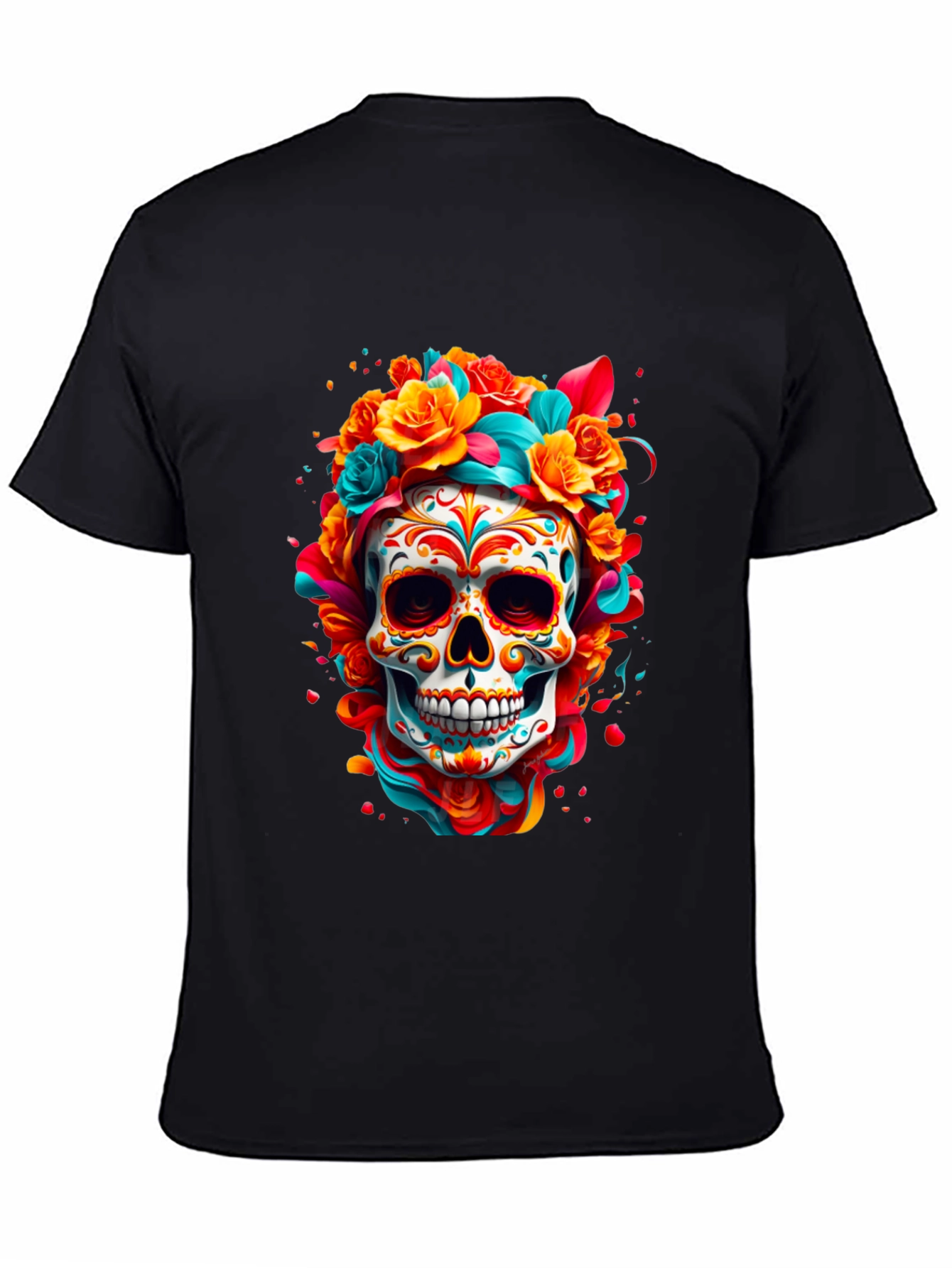 Sugar Skull Floral T-Shirt - Day of the Dead Design