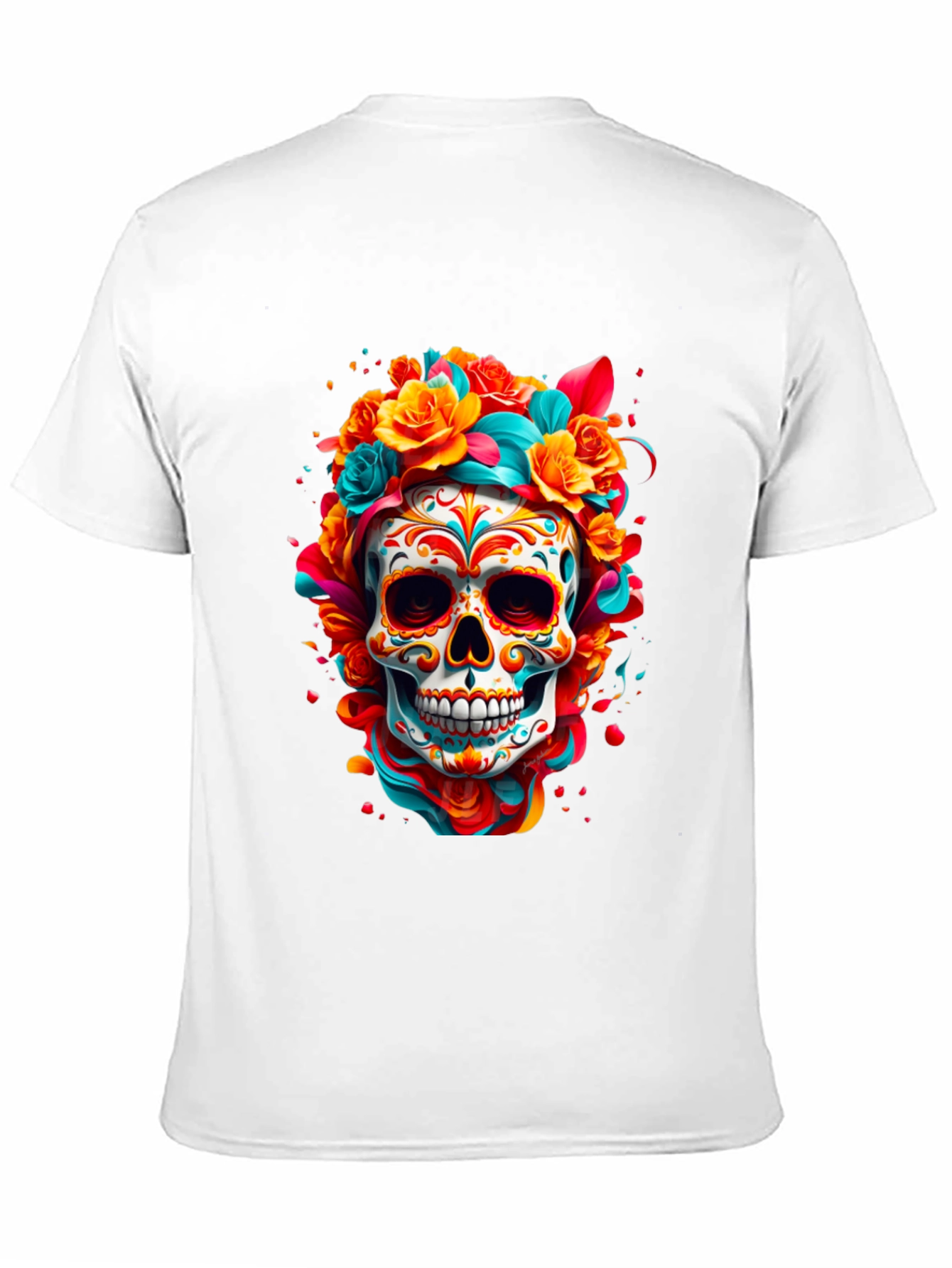 Sugar Skull Floral T-Shirt - Day of the Dead Design