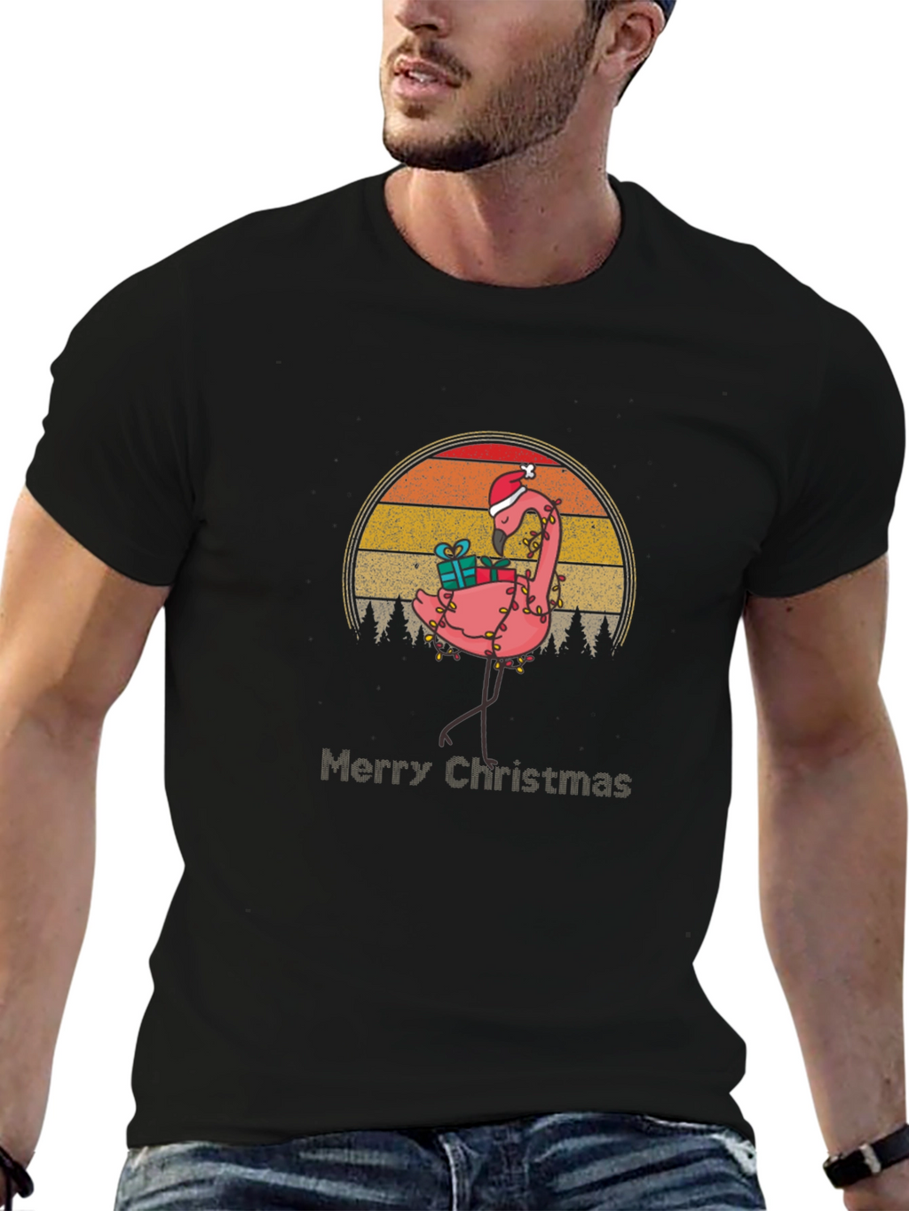 Festive Flamingo Christmas T-Shirt