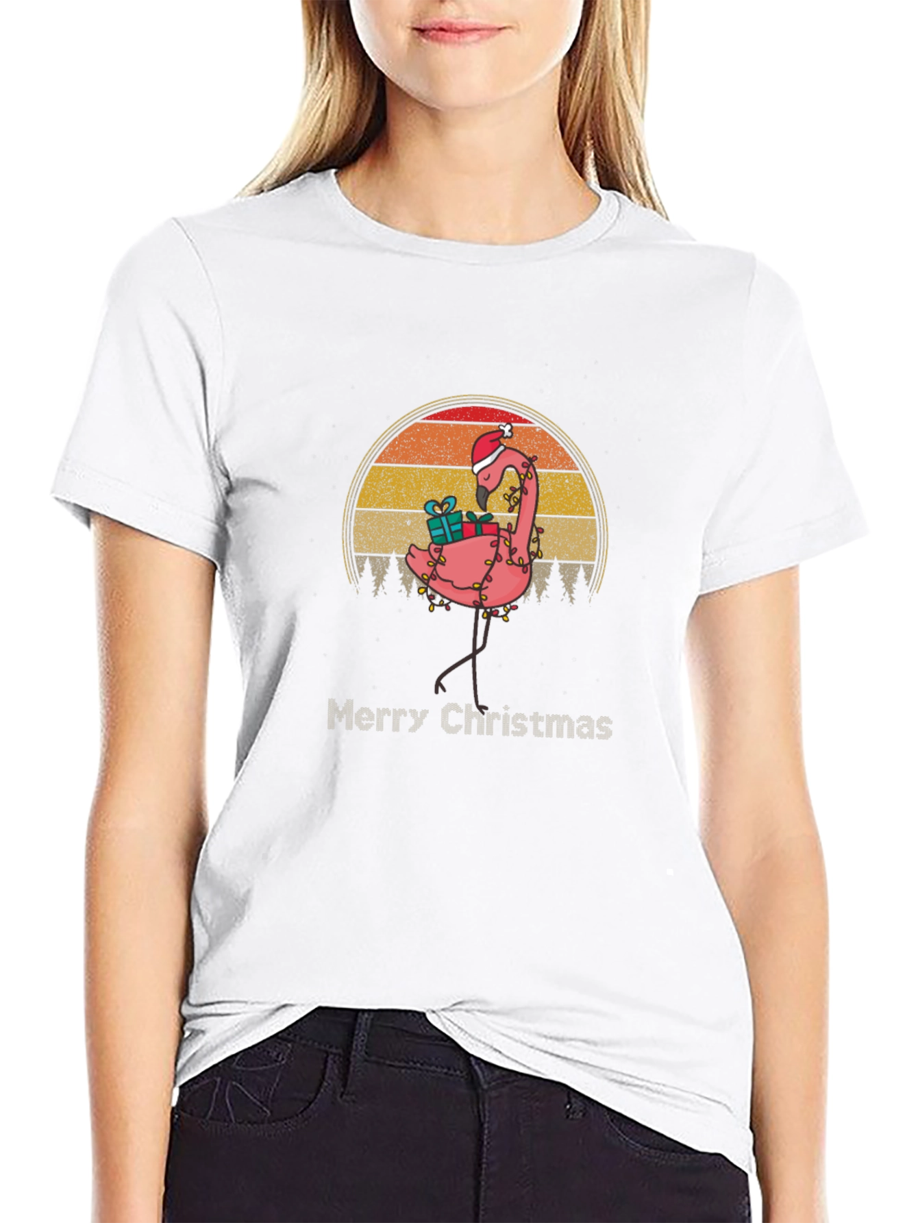 Festive Flamingo Christmas T-Shirt