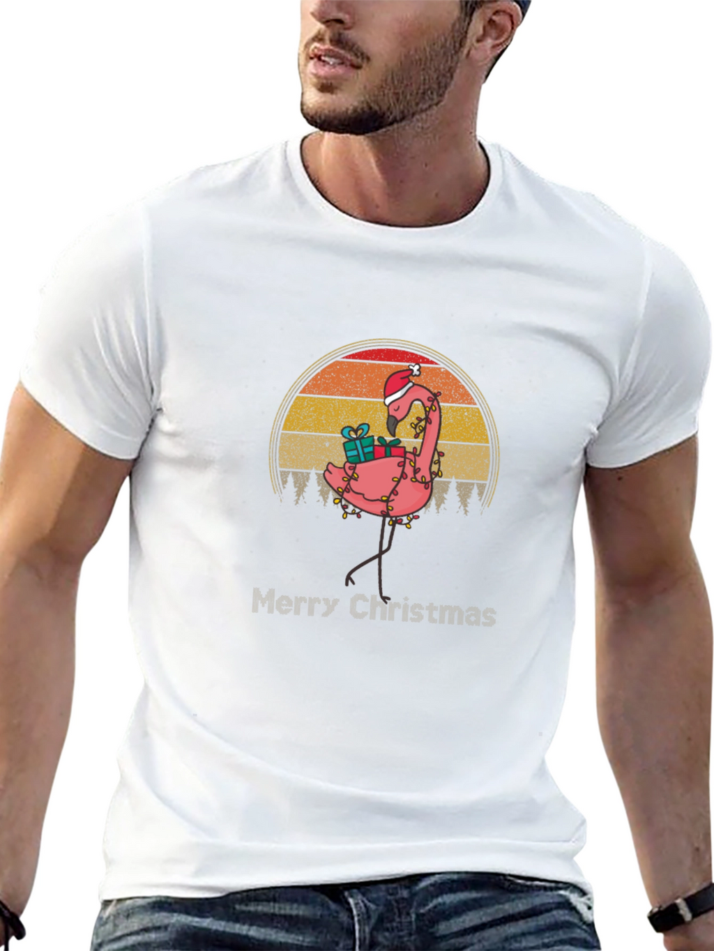 Festive Flamingo Christmas T-Shirt