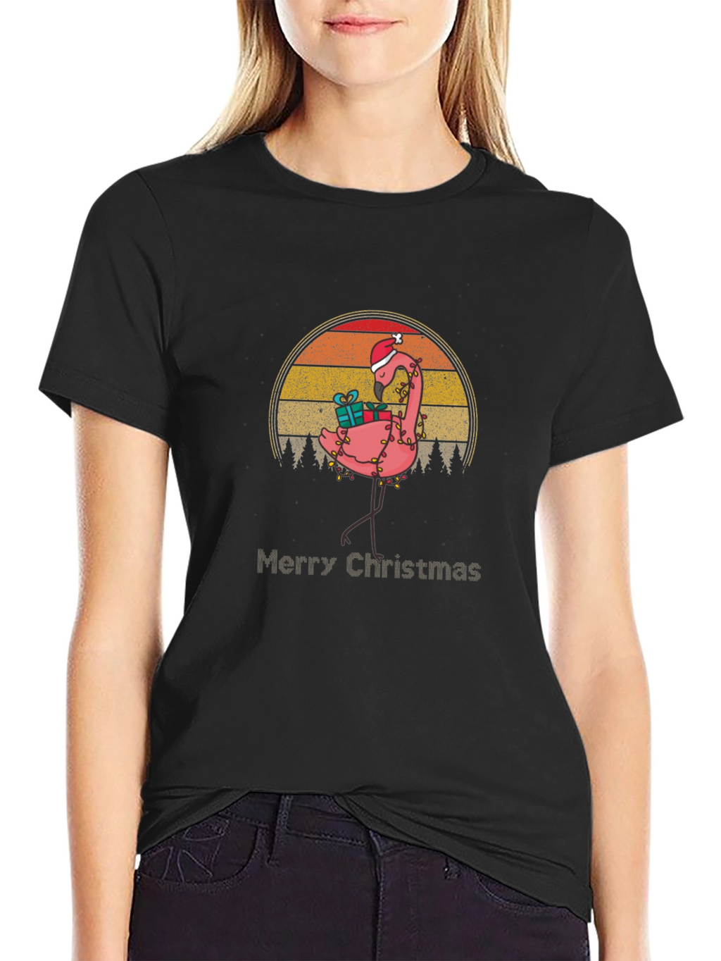 Festive Flamingo Christmas T-Shirt