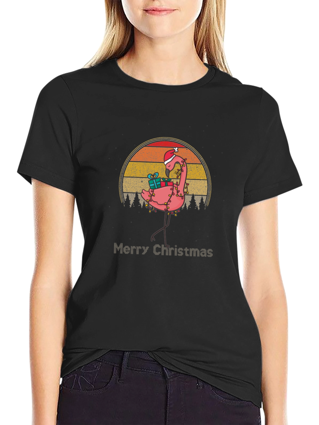 Festive Flamingo Christmas T-Shirt