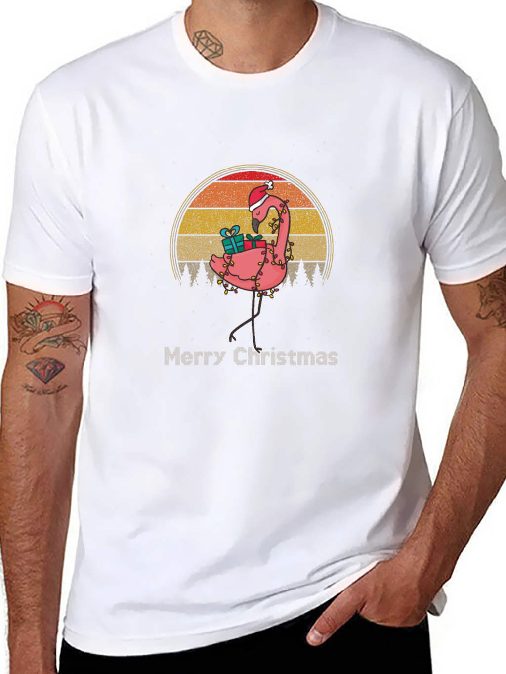 Festive Flamingo Christmas T-Shirt