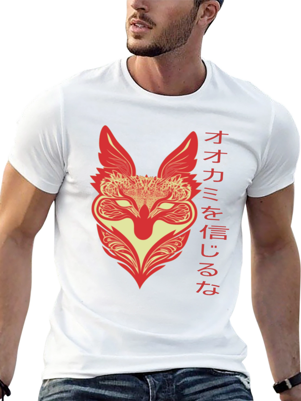 Japanese Wolf T-Shirt - Black Graphic Tee