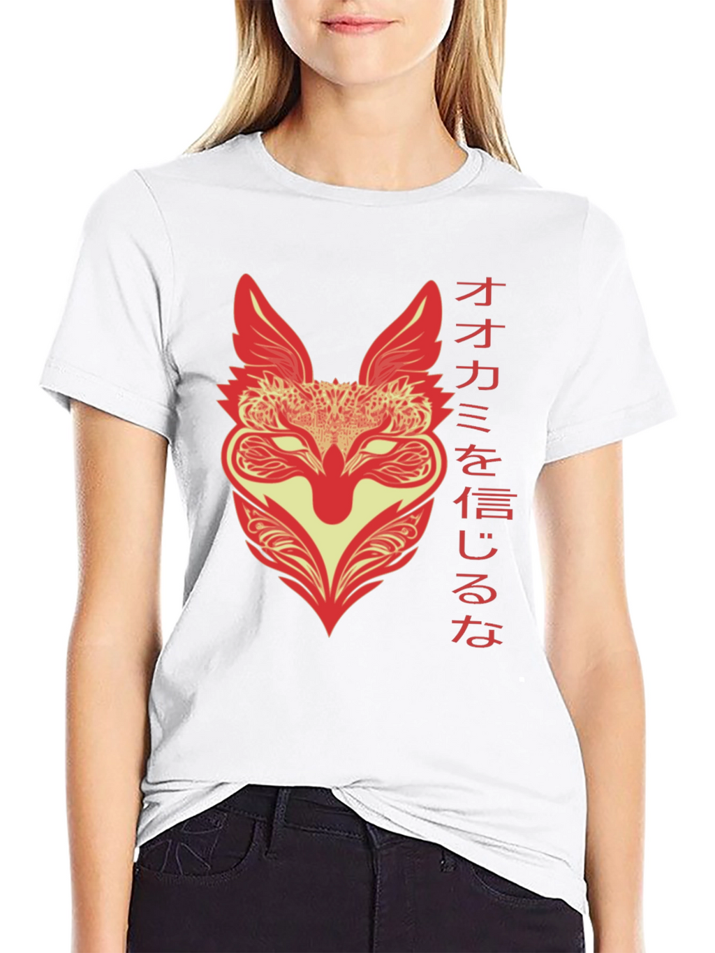 Japanese Wolf T-Shirt - Black Graphic Tee