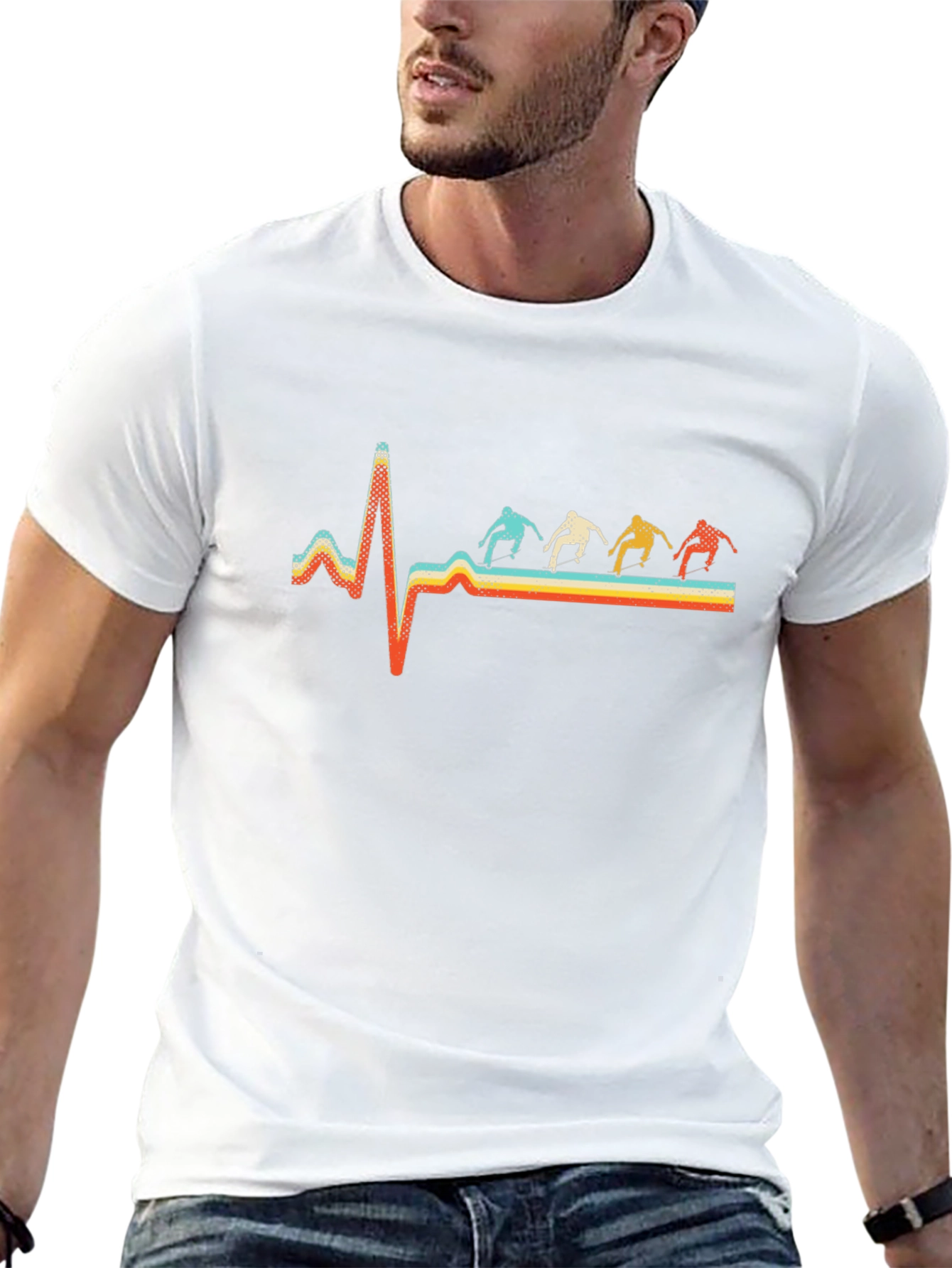 Retro Skateboard Heartbeat Graphic Tee