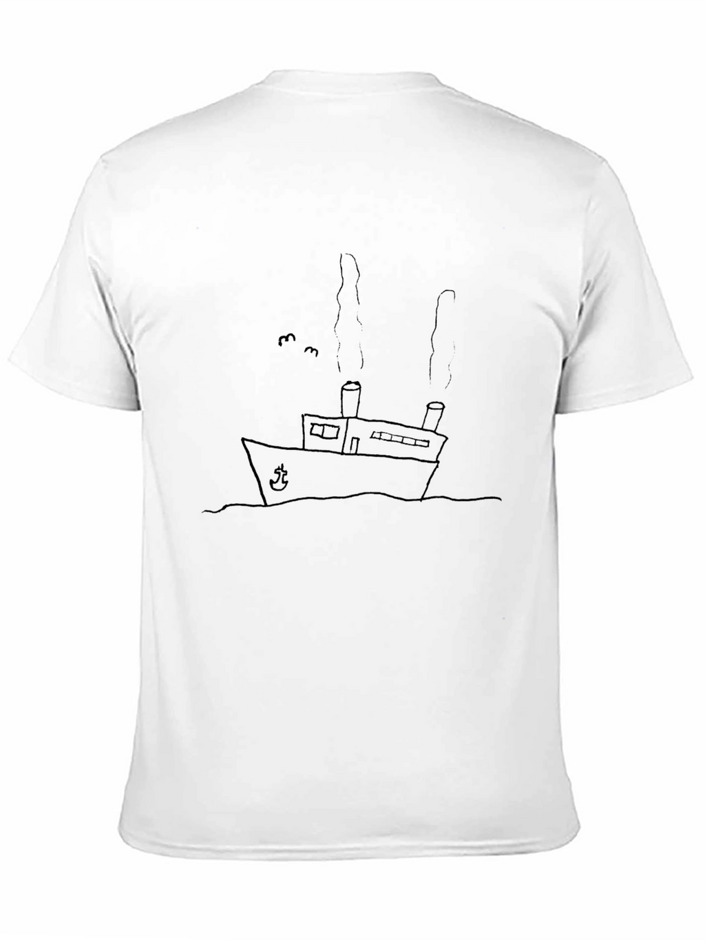 Black T-Shirt with Ship Graphic