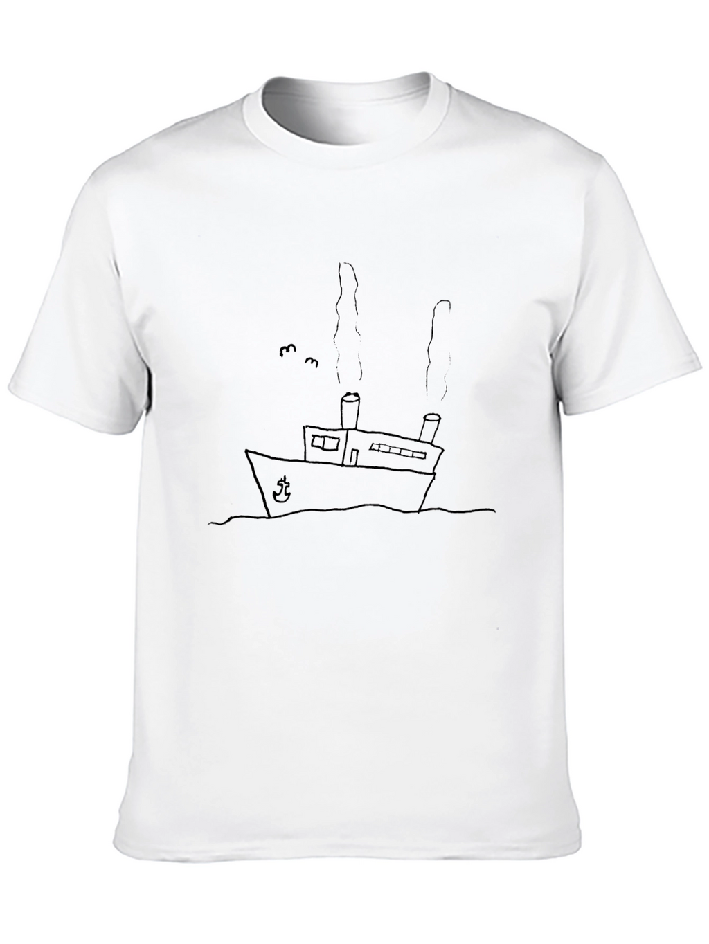 Black T-Shirt with Ship Graphic