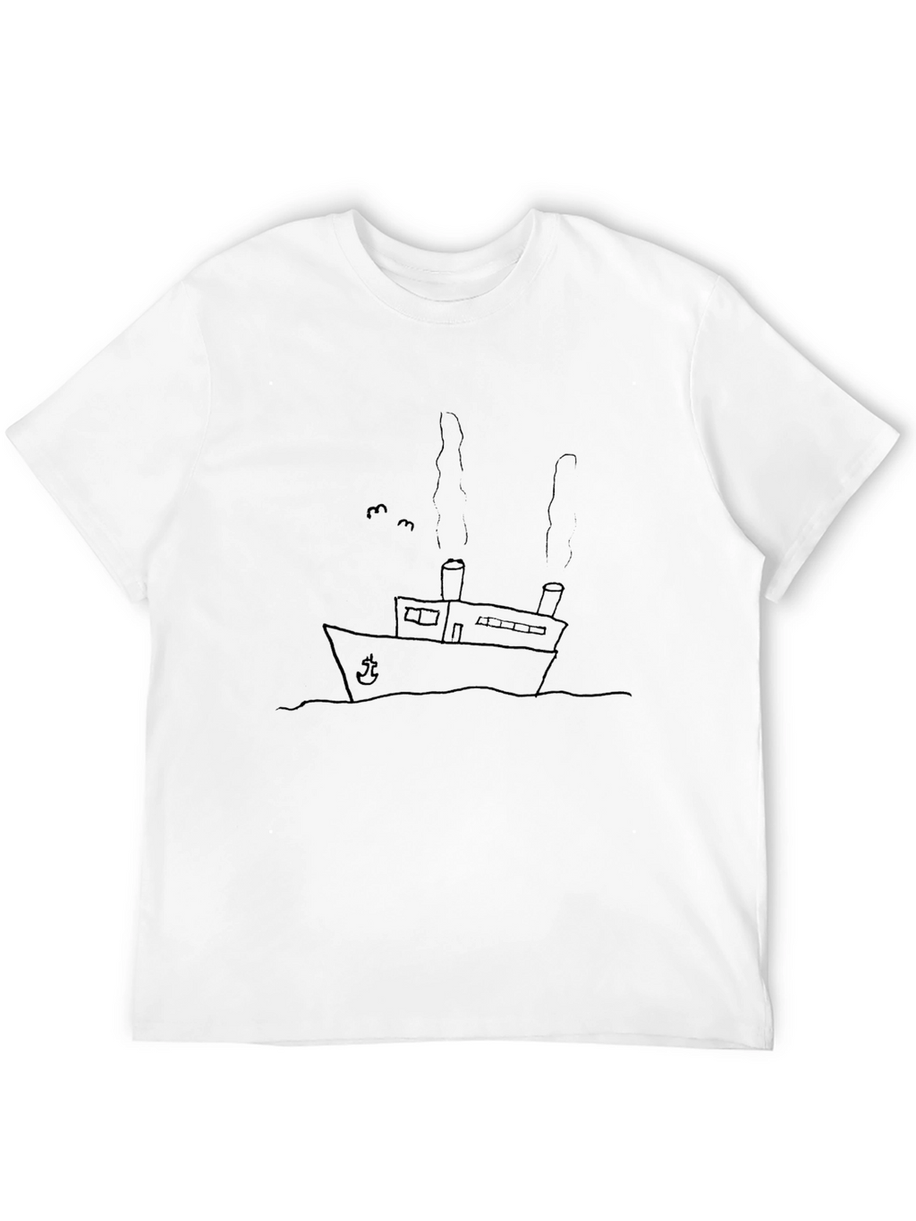 Black T-Shirt with Ship Graphic