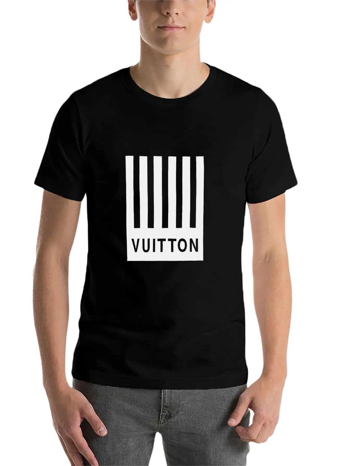 Vuitton1 Barcode & Earth T-Shirt Breathable Soft Cotton T-Shirt – Timeless Casual Look