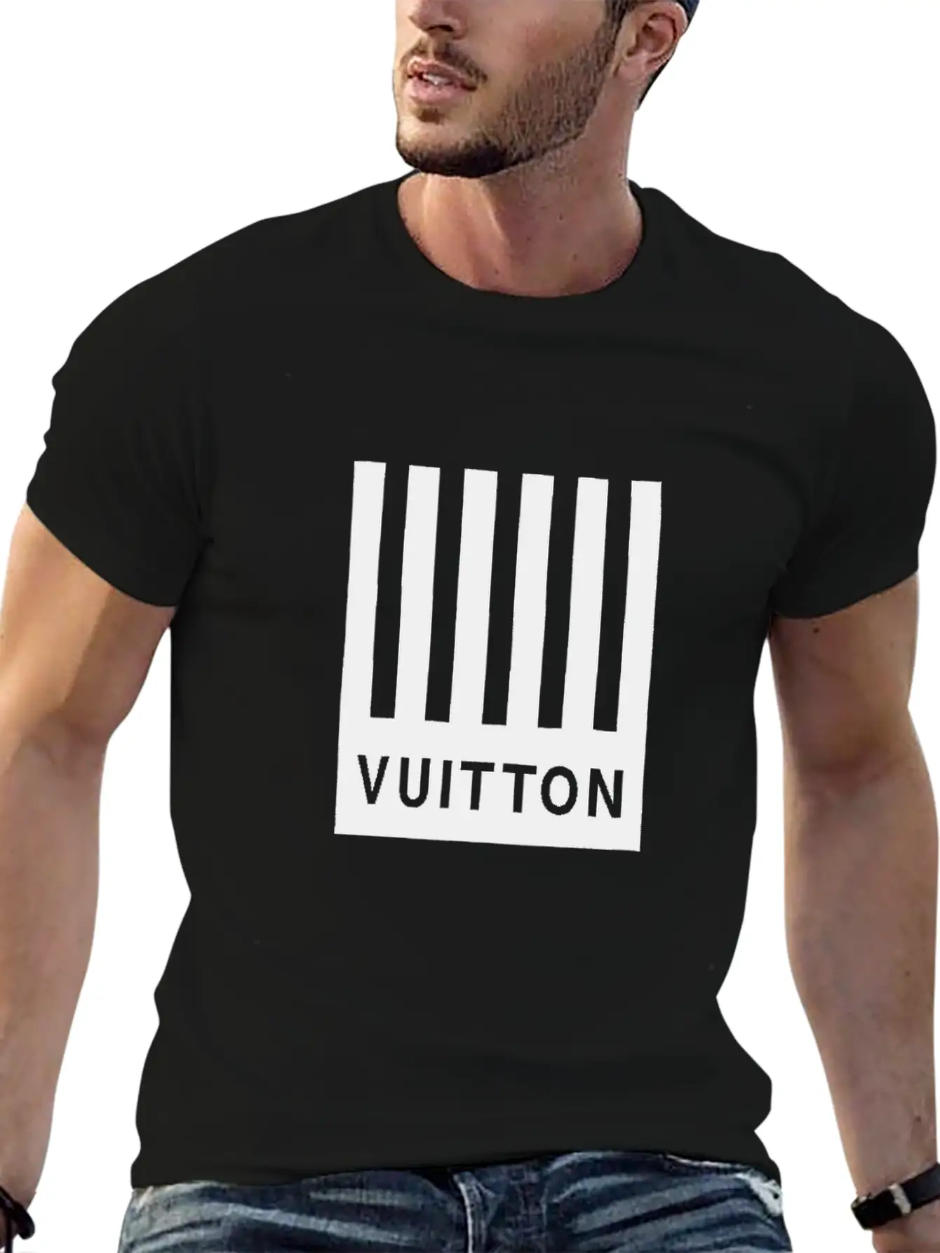 Vuitton1 Barcode & Earth T-Shirt Breathable Soft Cotton T-Shirt – Timeless Casual Look