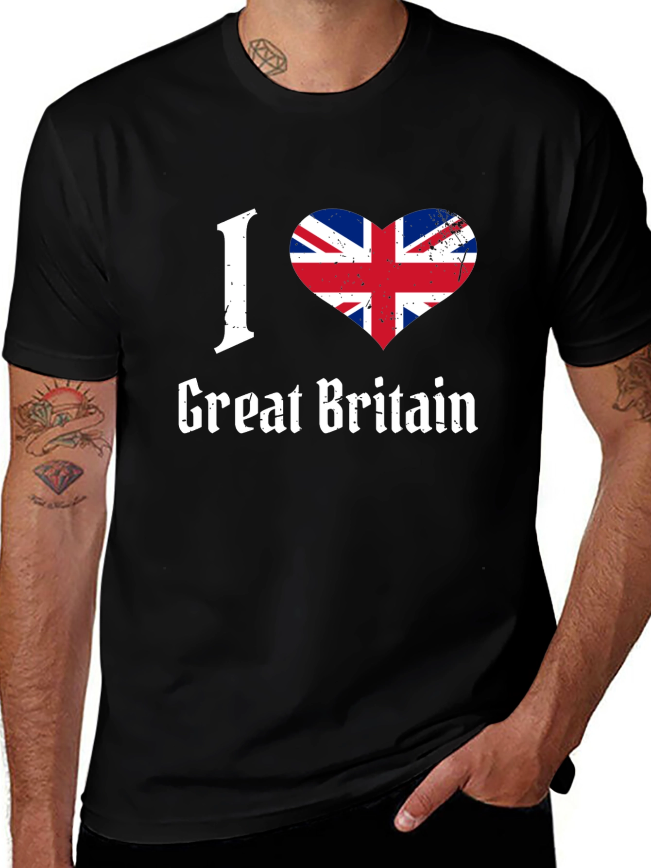 I Love Great Britain Flag Heart Graphic T-Shirt