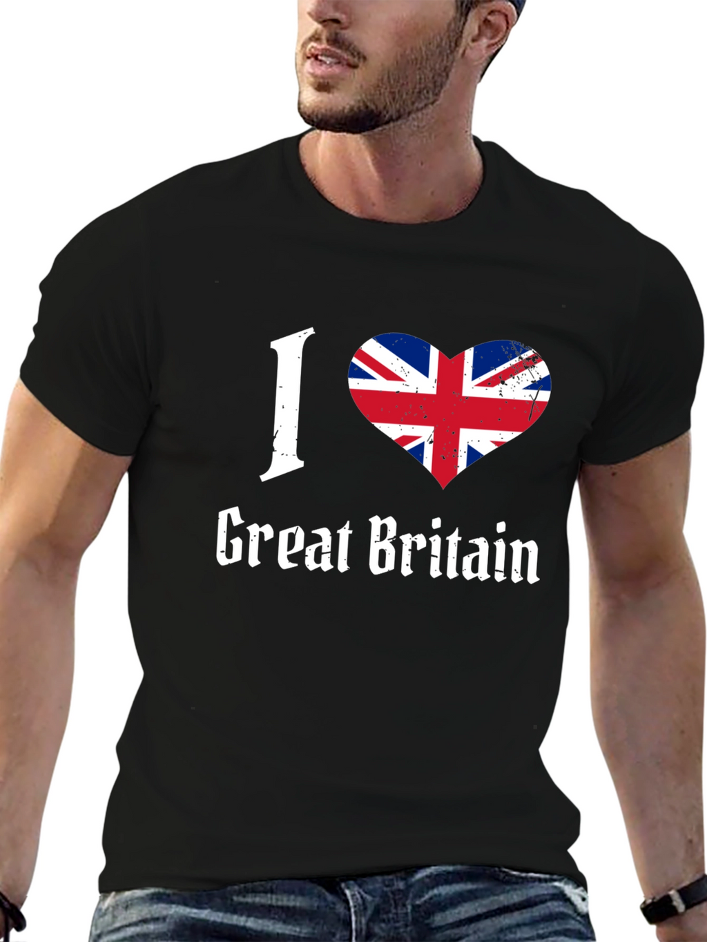 I Love Great Britain Flag Heart Graphic T-Shirt