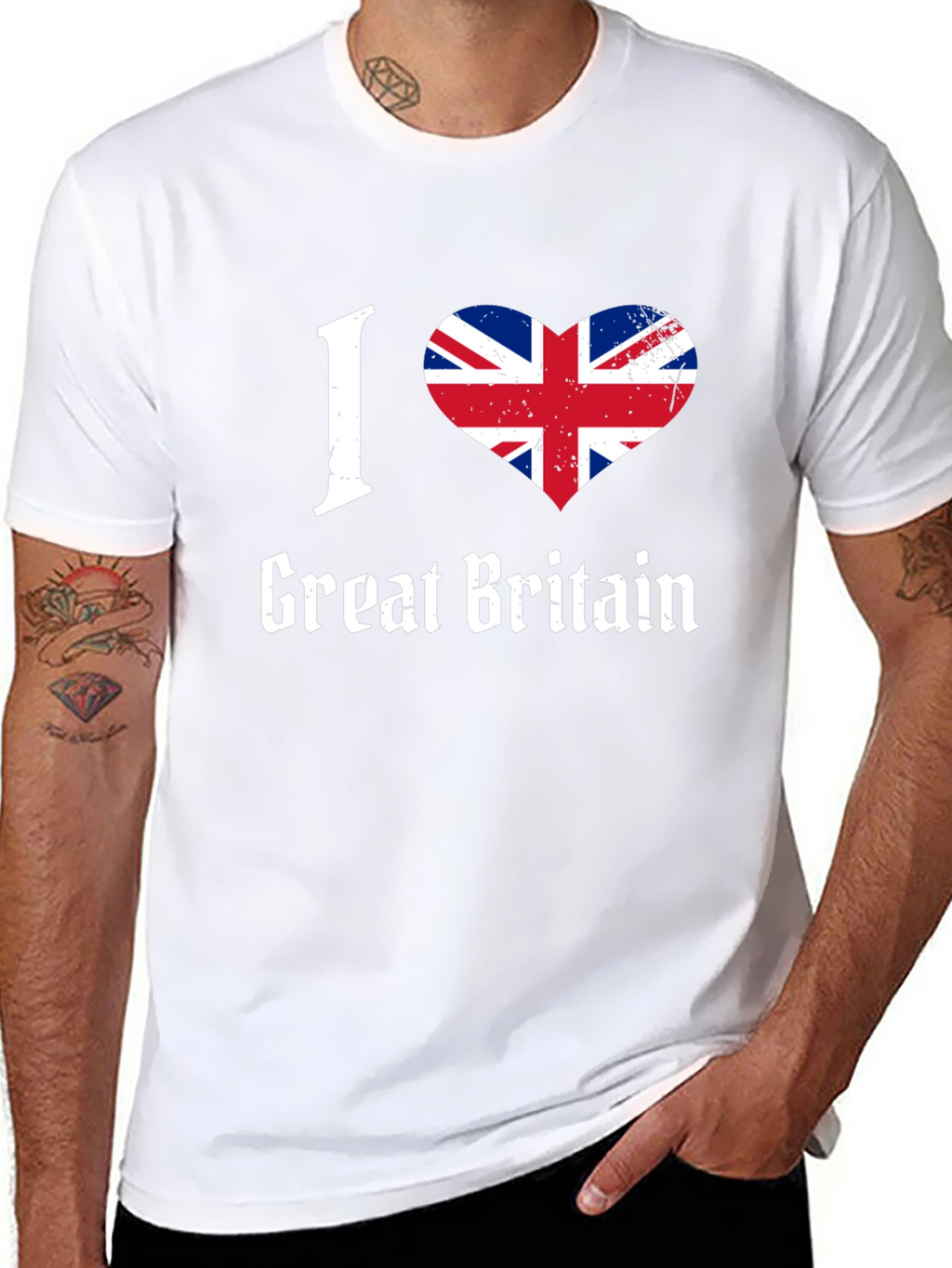 I Love Great Britain Flag Heart Graphic T-Shirt