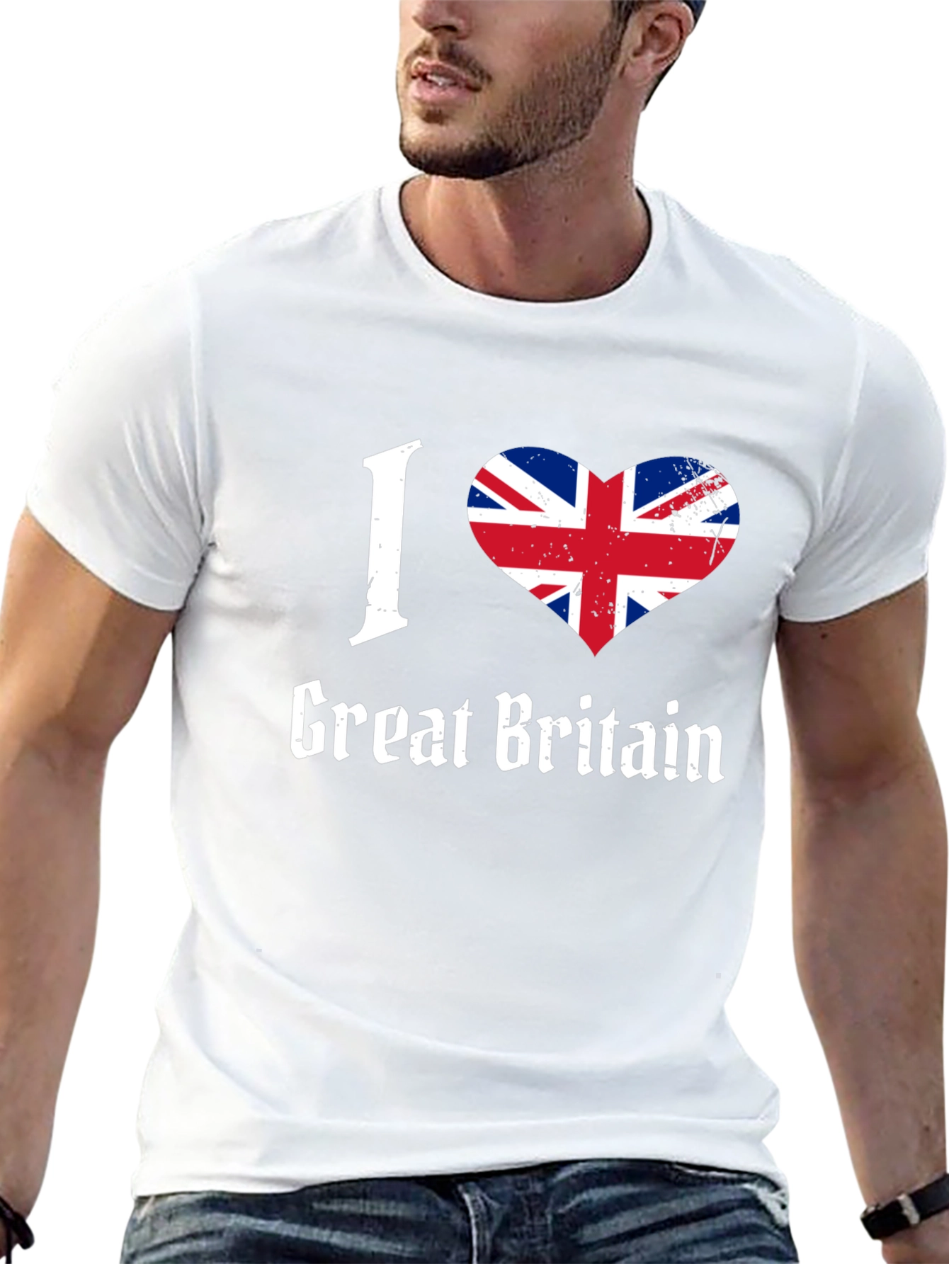 I Love Great Britain Flag Heart Graphic T-Shirt