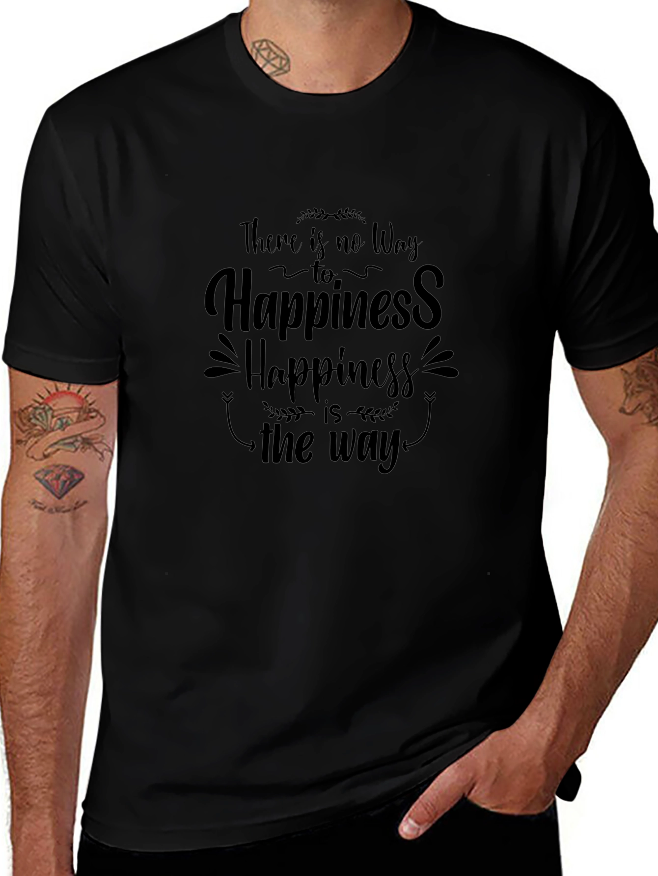 Happiness Is The Way Black T-Shirt