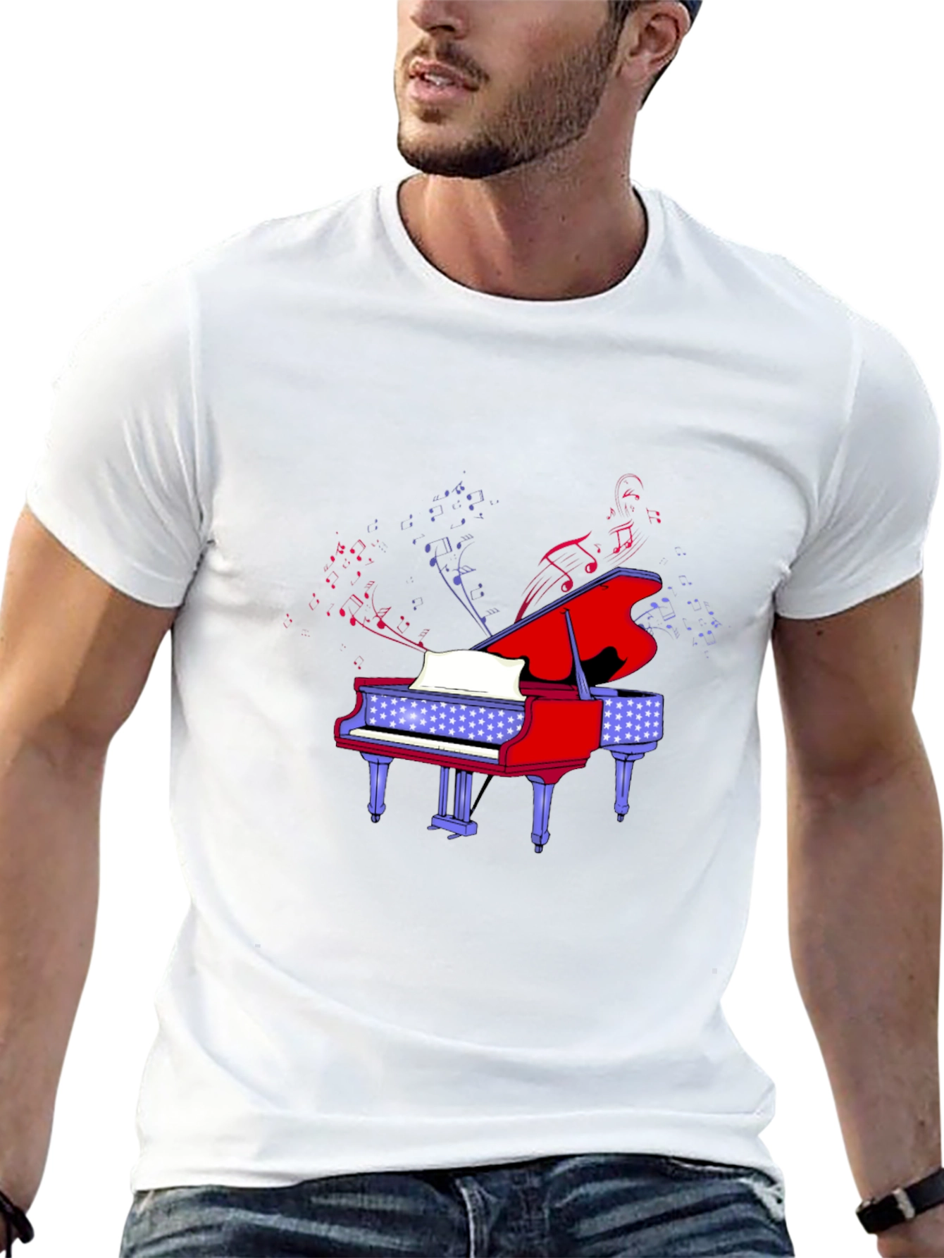 Piano Music Graphic Tee - Black