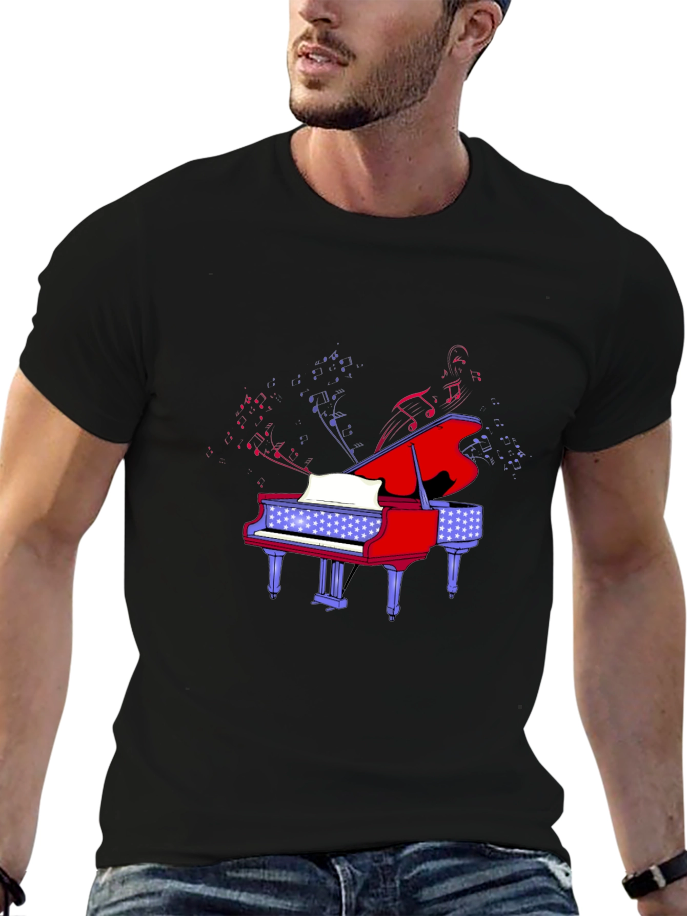 Piano Music Graphic Tee - Black