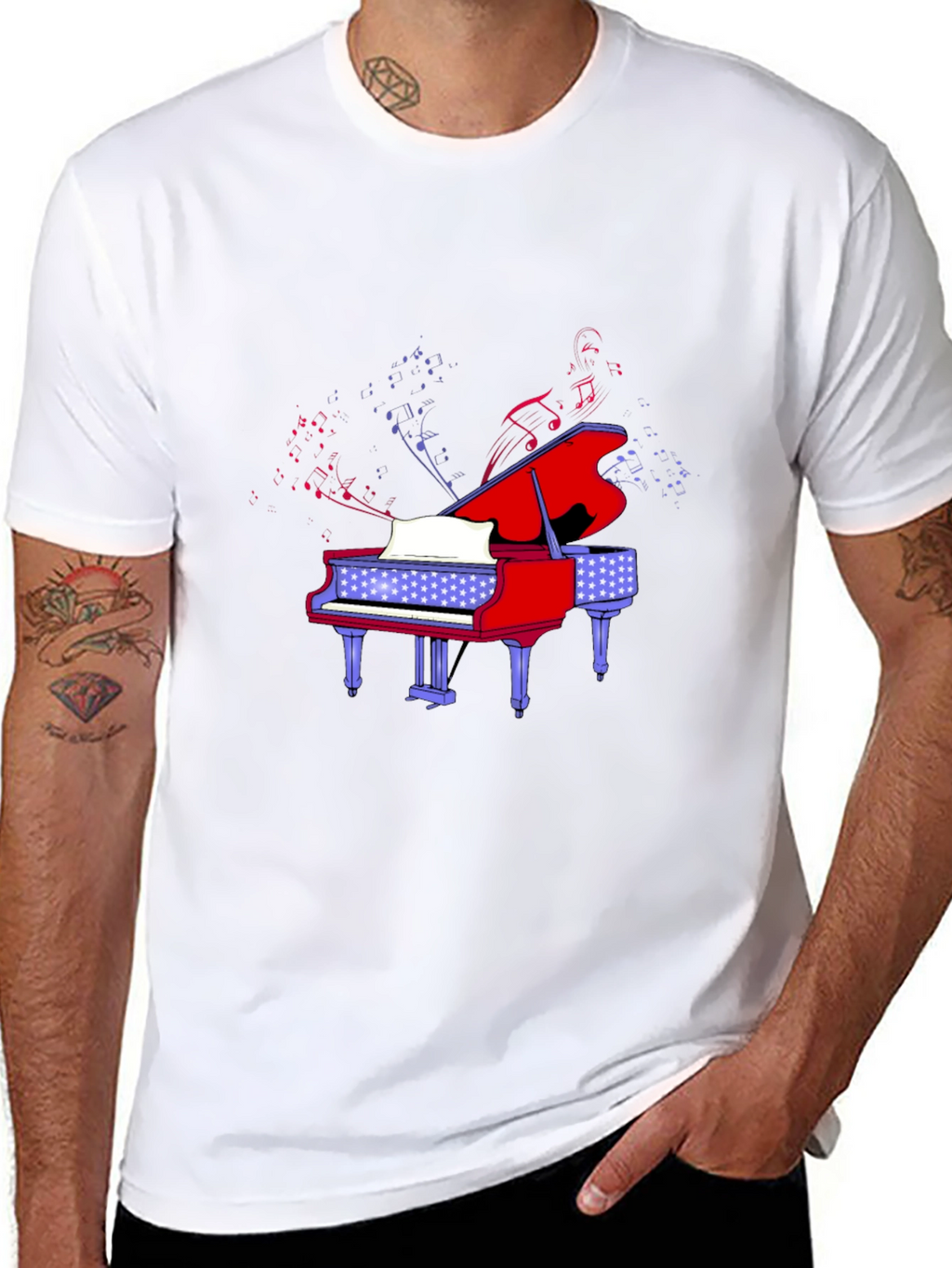 Piano Music Graphic Tee - Black