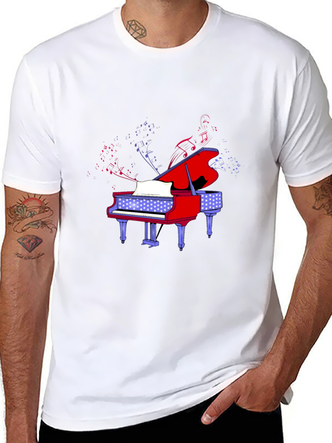 Piano Music Graphic Tee - Black