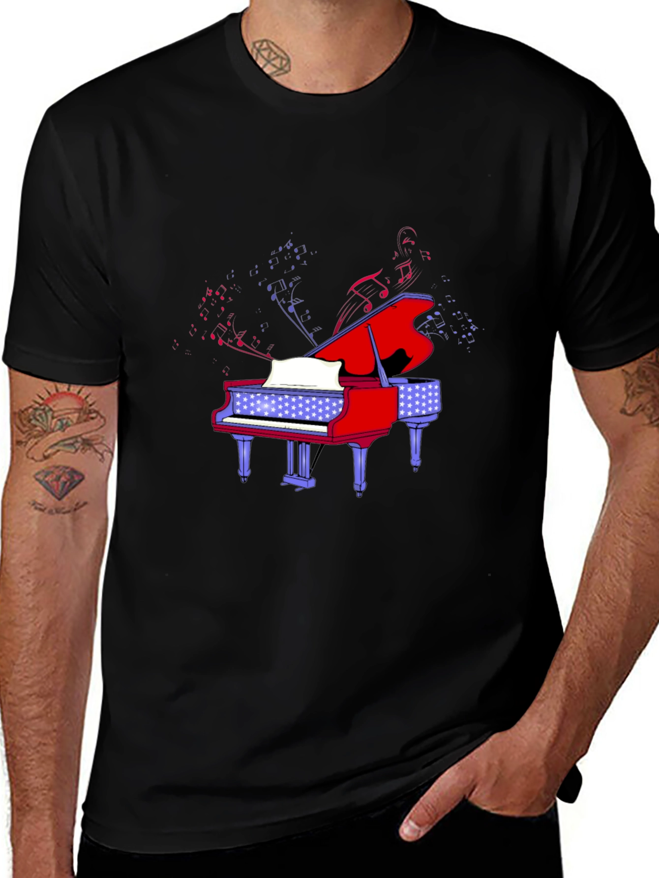 Piano Music Graphic Tee - Black