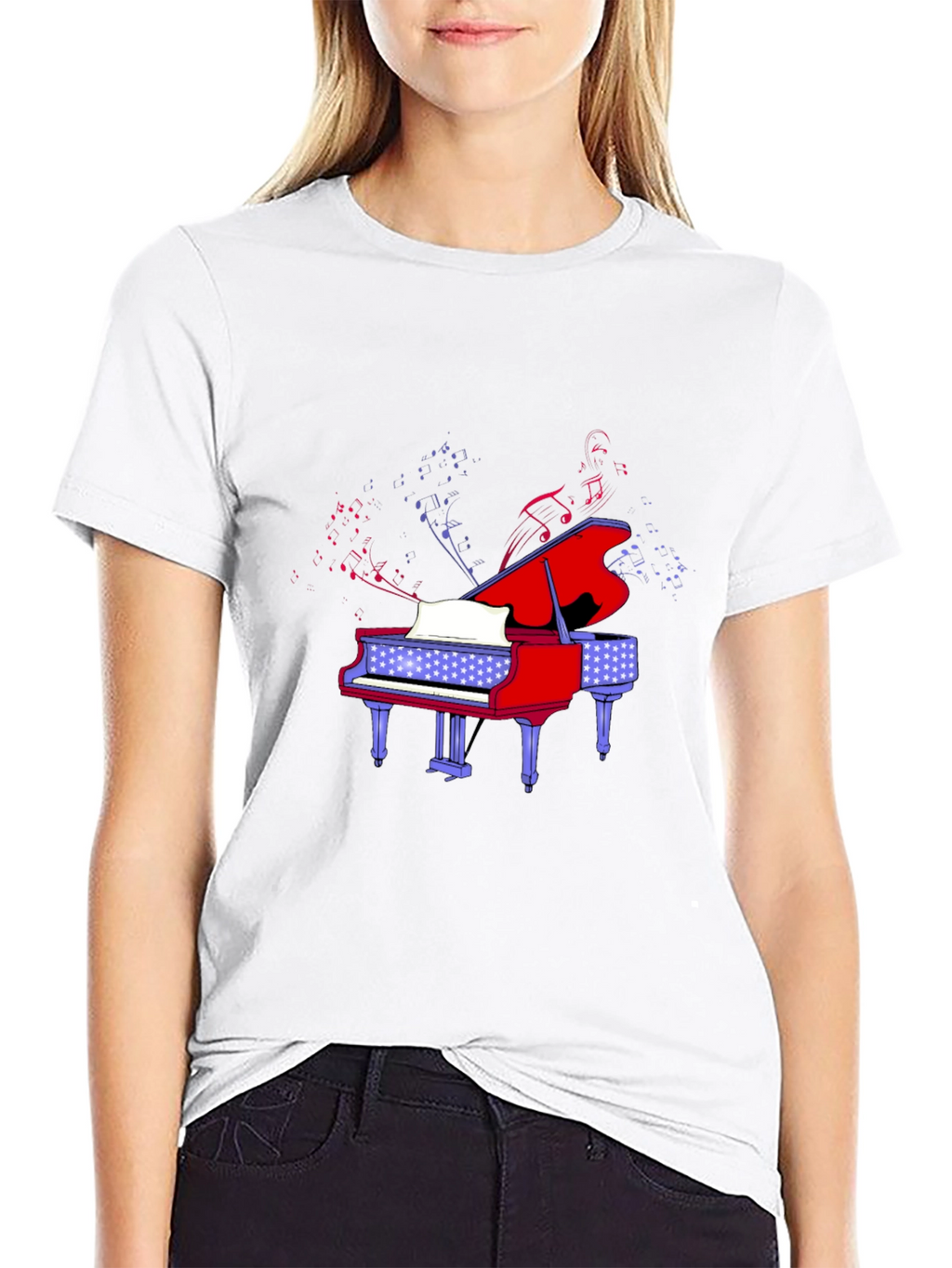 Piano Music Graphic Tee - Black