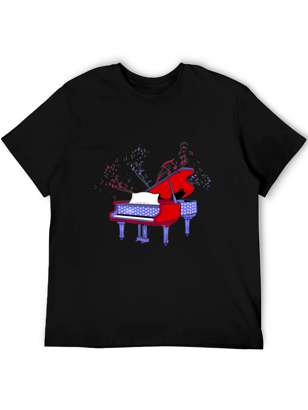 Piano Music Graphic Tee - Black
