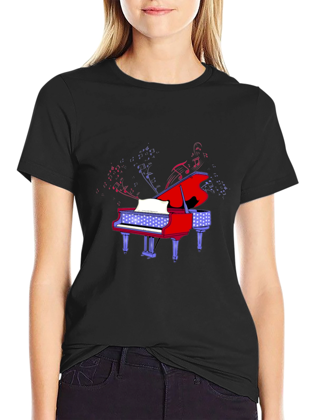 Piano Music Graphic Tee - Black