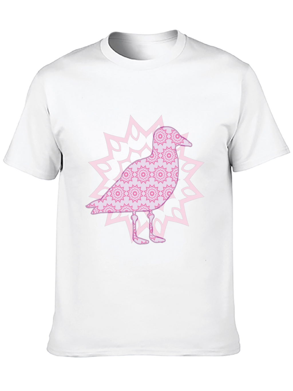 Bird Mandala Graphic Tee - Black Cotton Casual Top