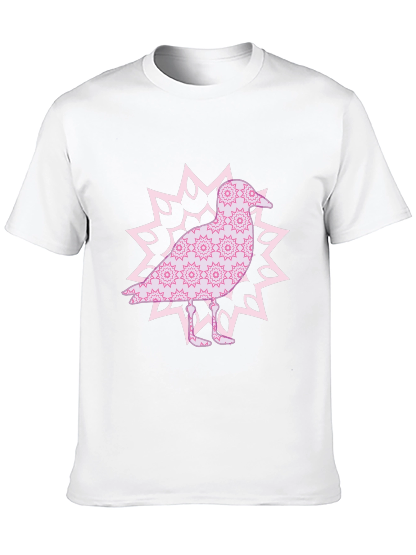 Bird Mandala Graphic Tee - Black Cotton Casual Top