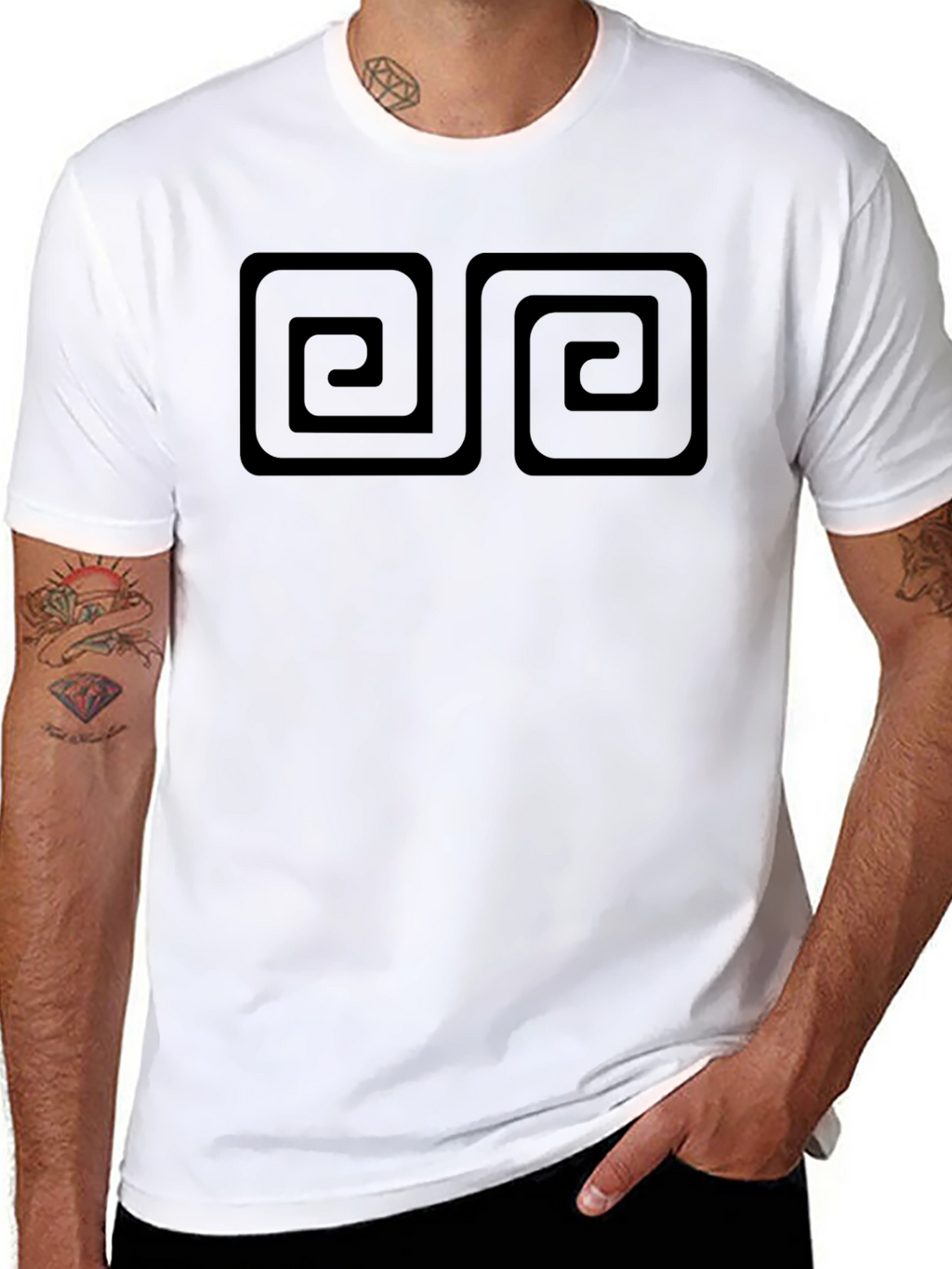 Black T-Shirt with Double Spiral Design