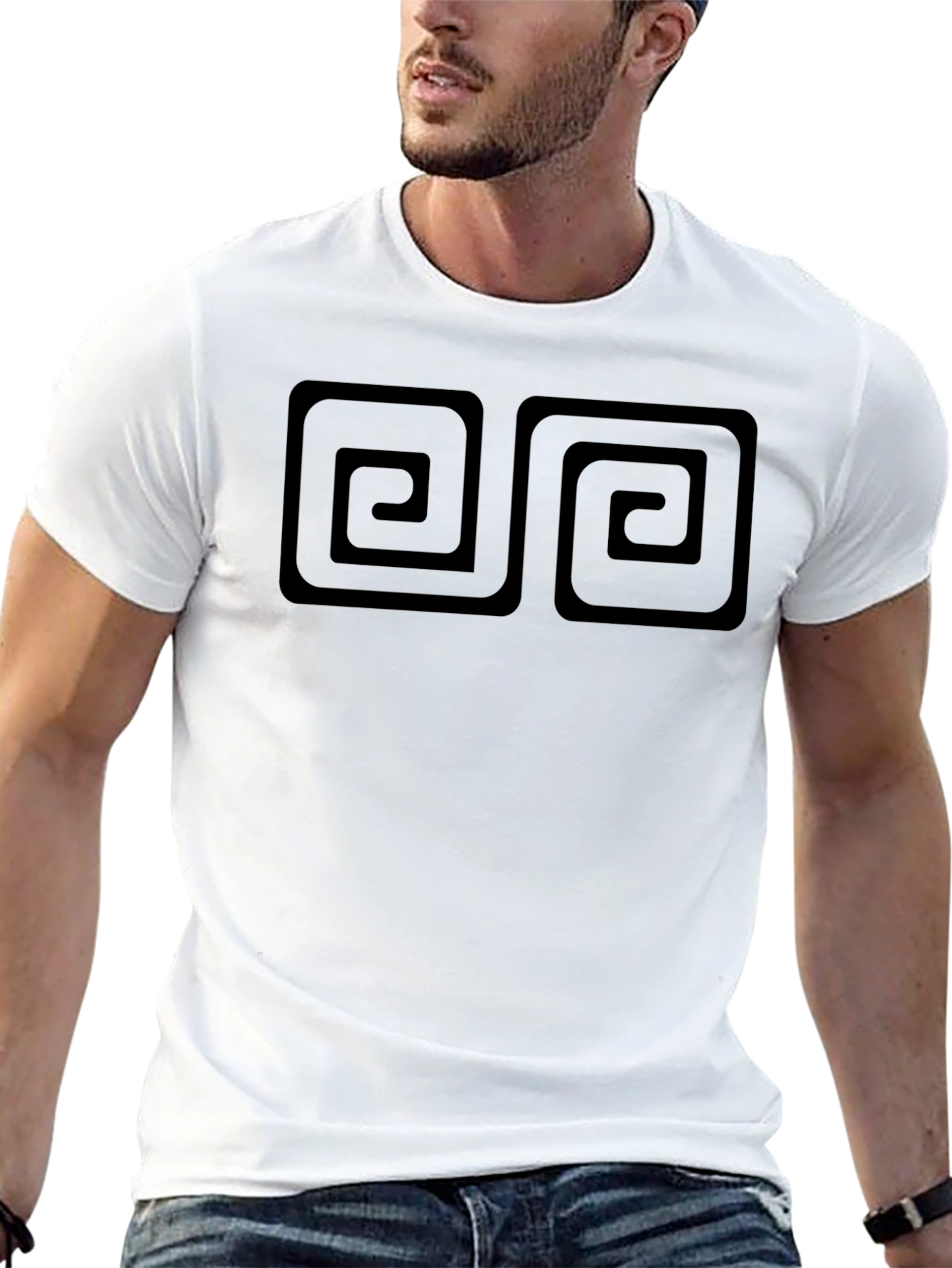 Black T-Shirt with Double Spiral Design