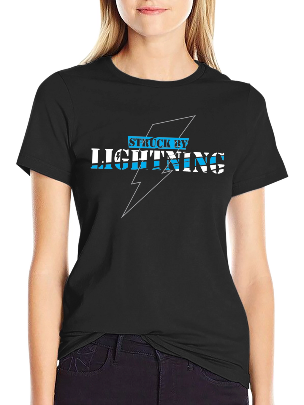 Struck By Lightning Graphic Tee - Black Cotton T-Shirt