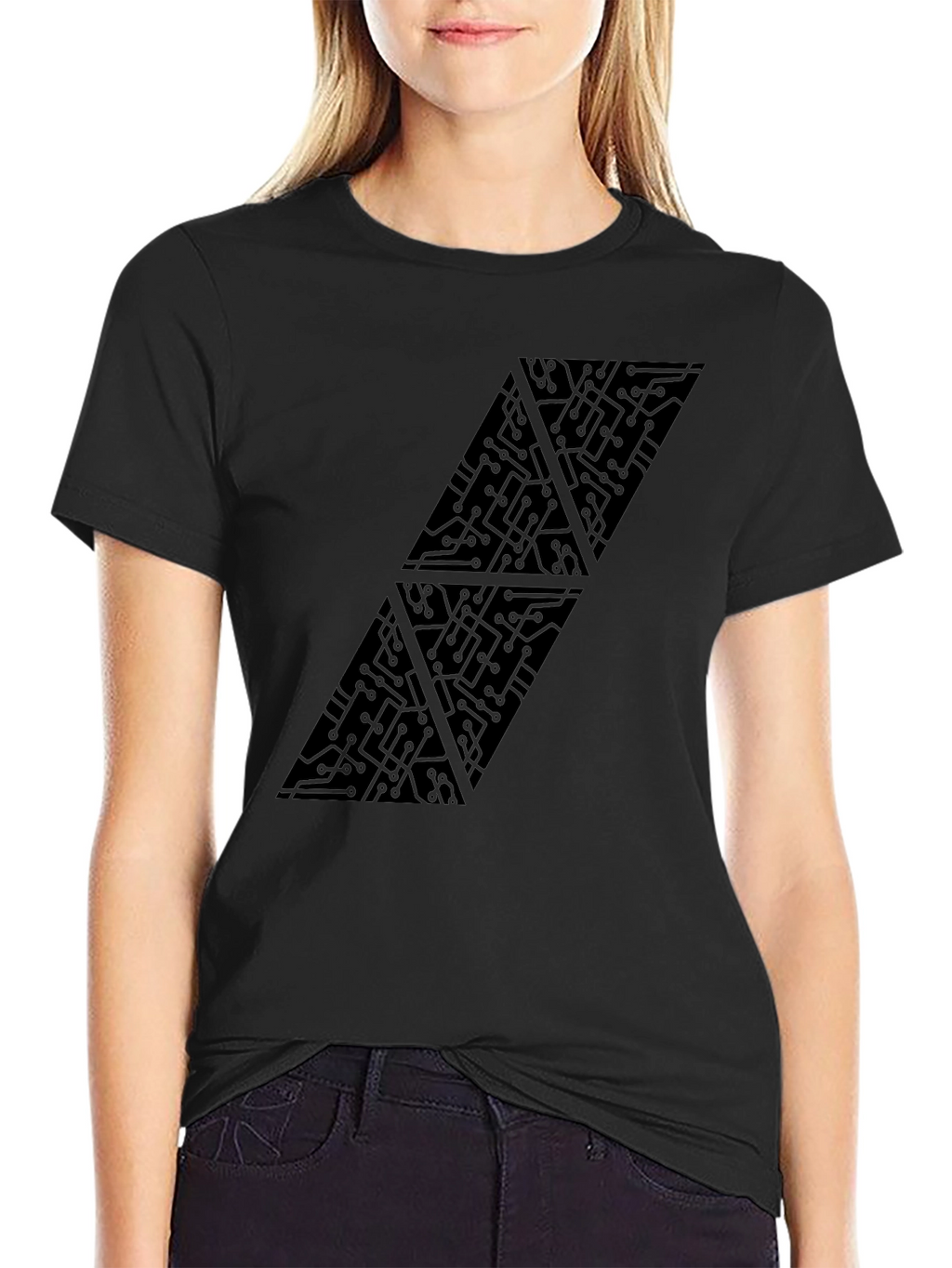 Tech Circuit Triangle Graphic Black T-Shirt
