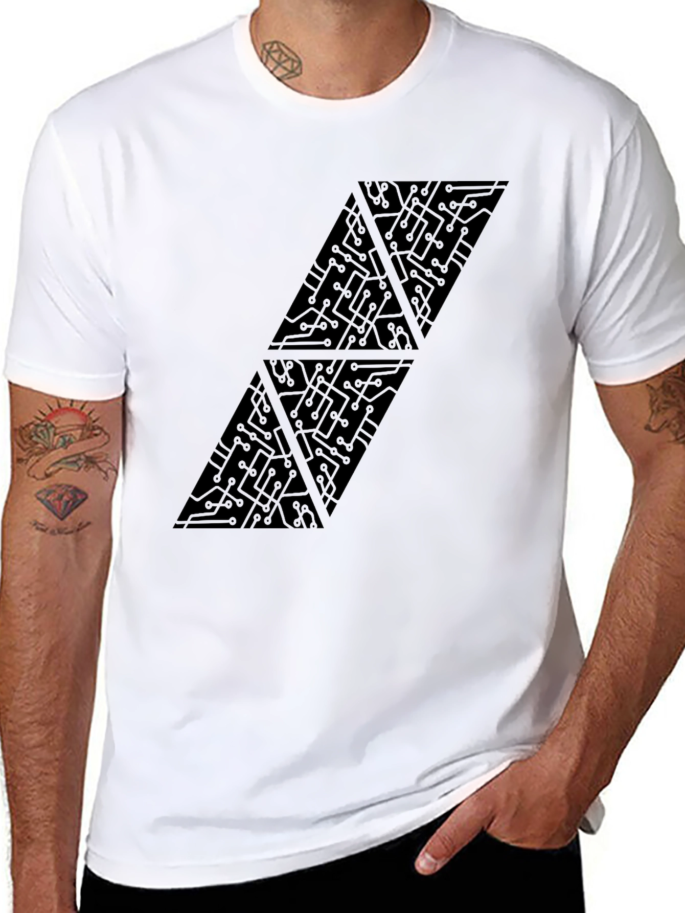 Tech Circuit Triangle Graphic Black T-Shirt