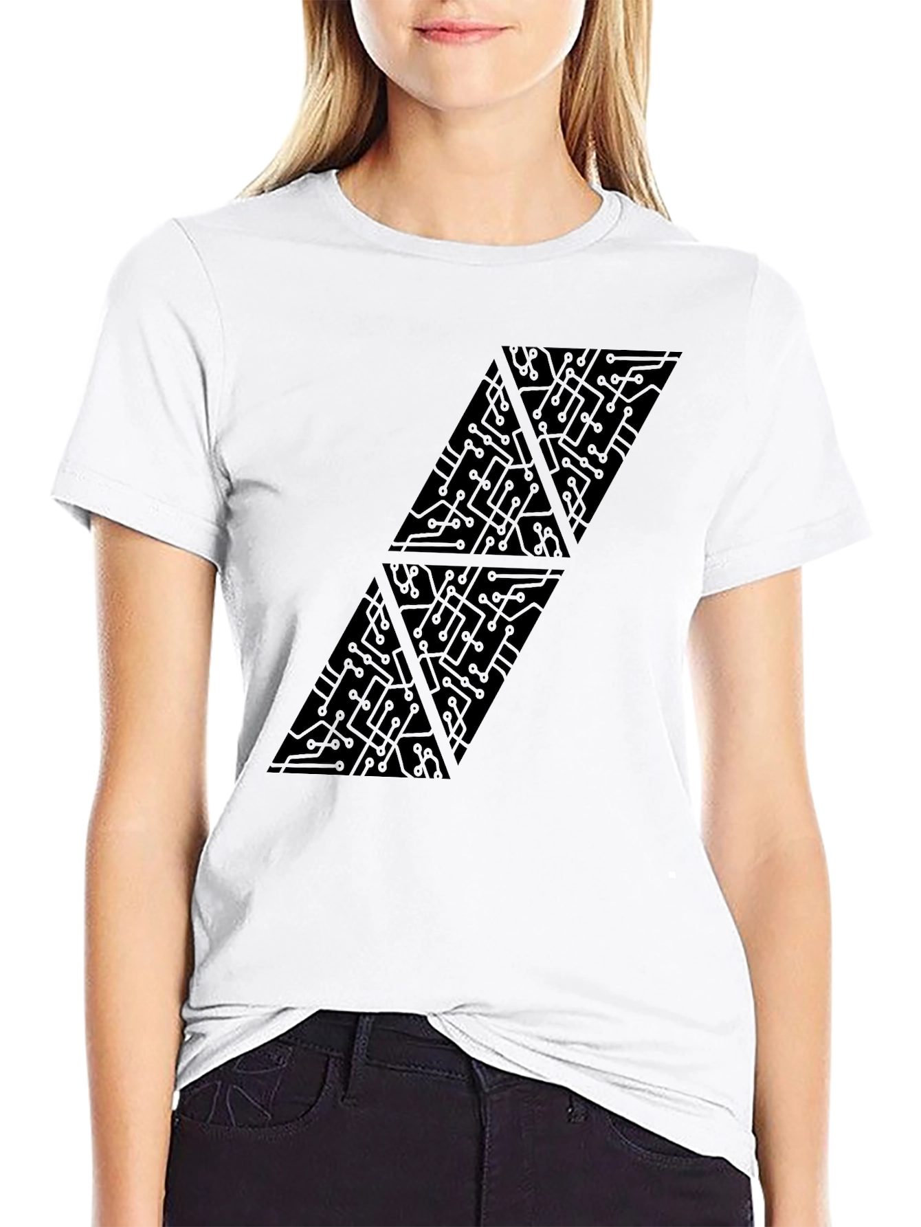 Tech Circuit Triangle Graphic Black T-Shirt