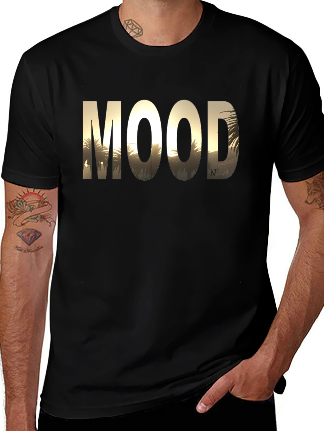 Mood Graphic Print Black T-Shirt