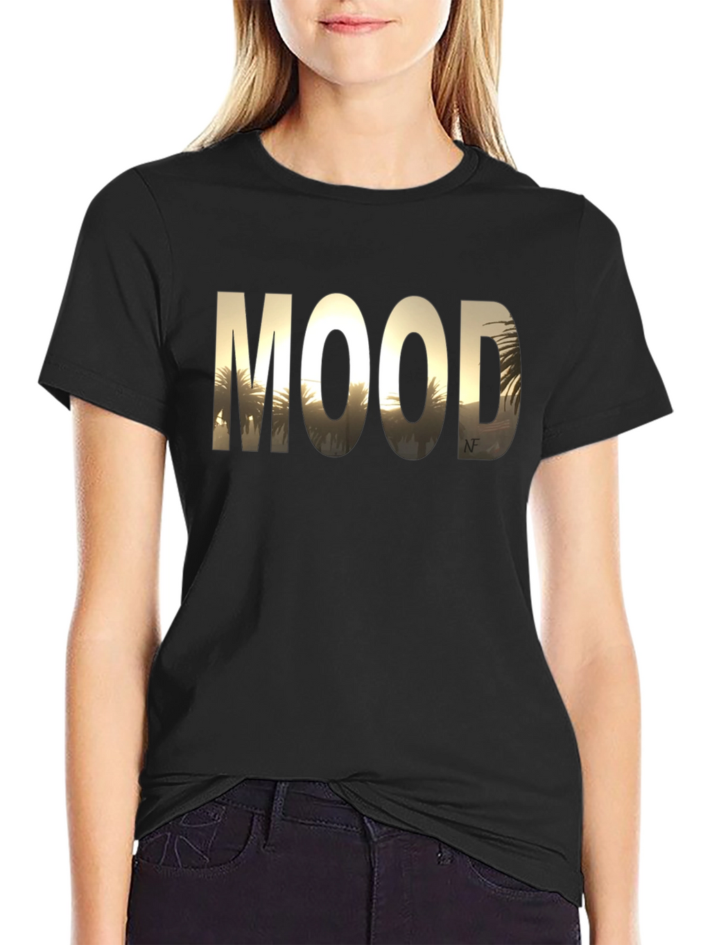 Mood Graphic Print Black T-Shirt