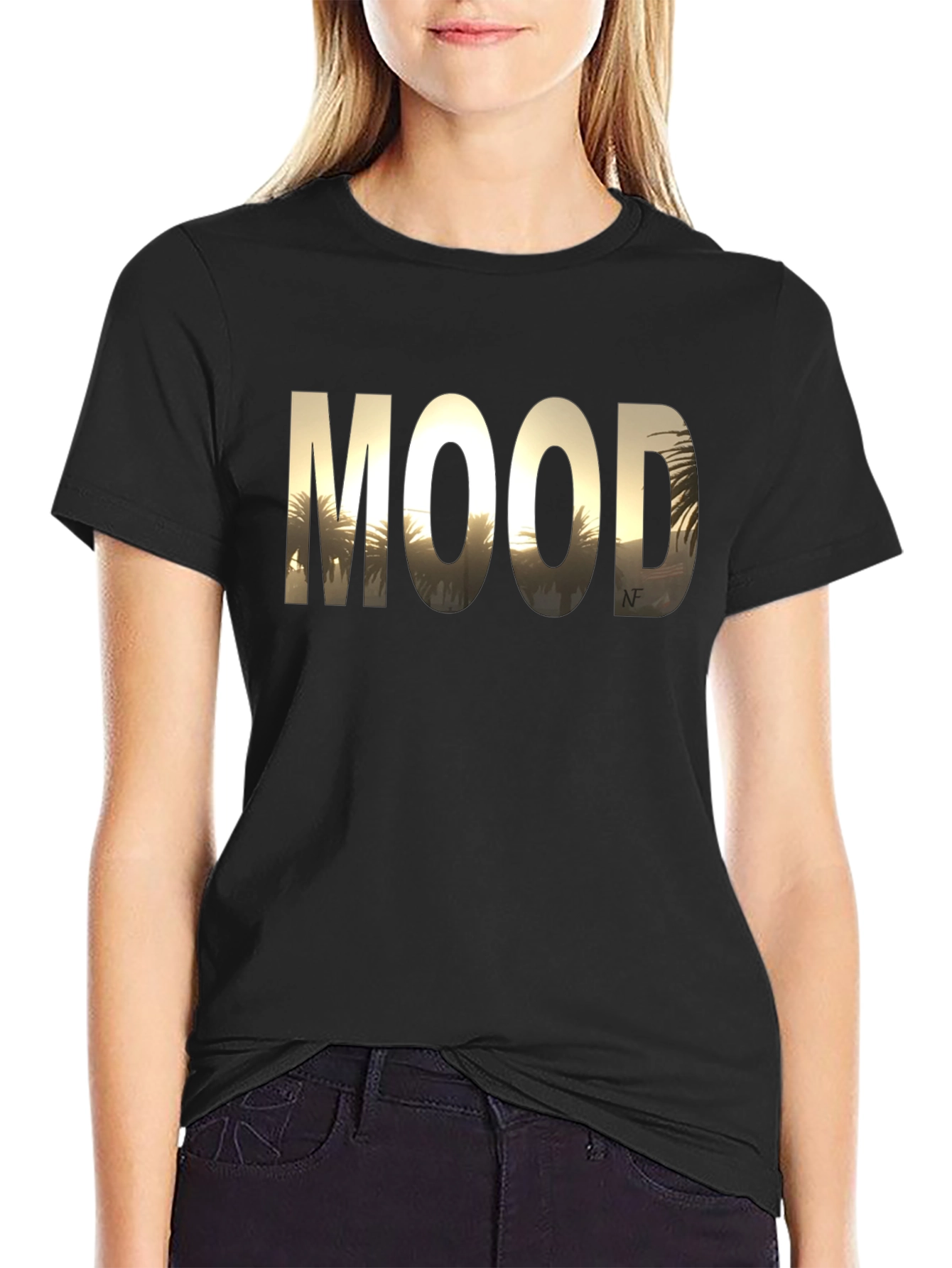 Mood Graphic Print Black T-Shirt