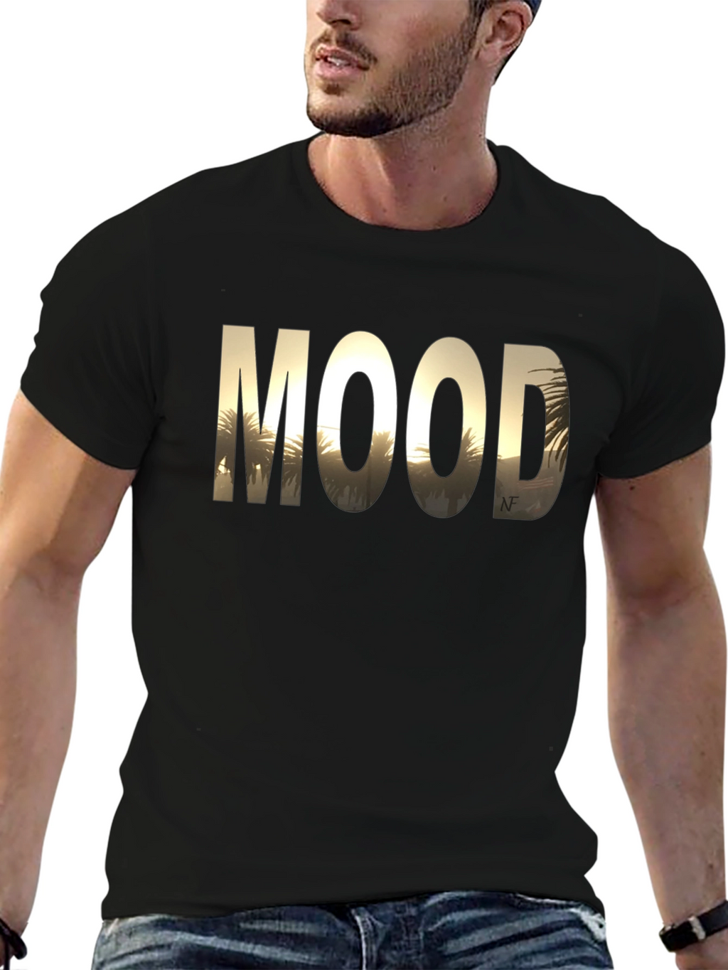 Mood Graphic Print Black T-Shirt